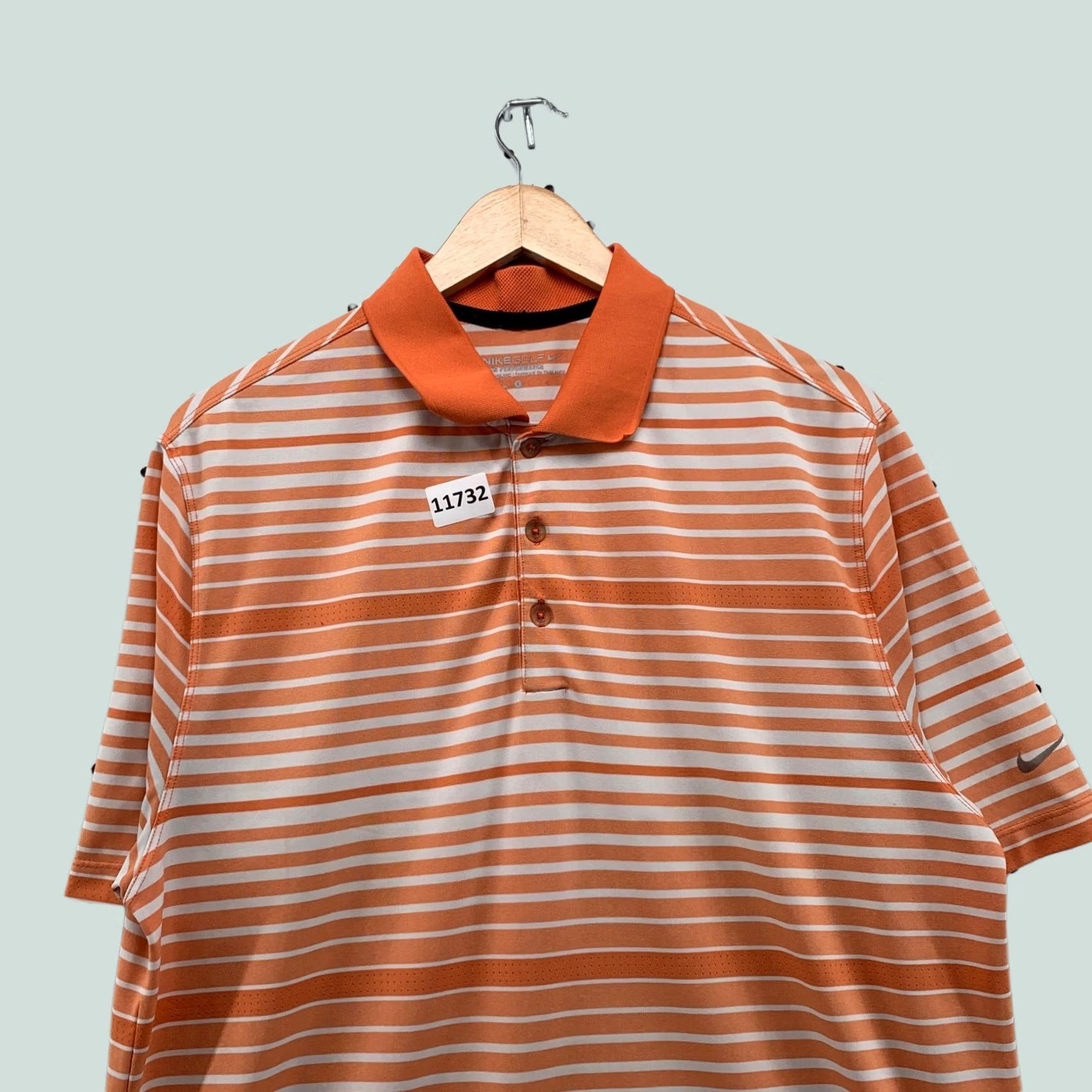 Nike Nike Golf Tour Performance Polo Shirt Mens Large Orange White Striped Short Sleeve Polo Size US L / EU 52-54 / 3 - 1 Thumbnail