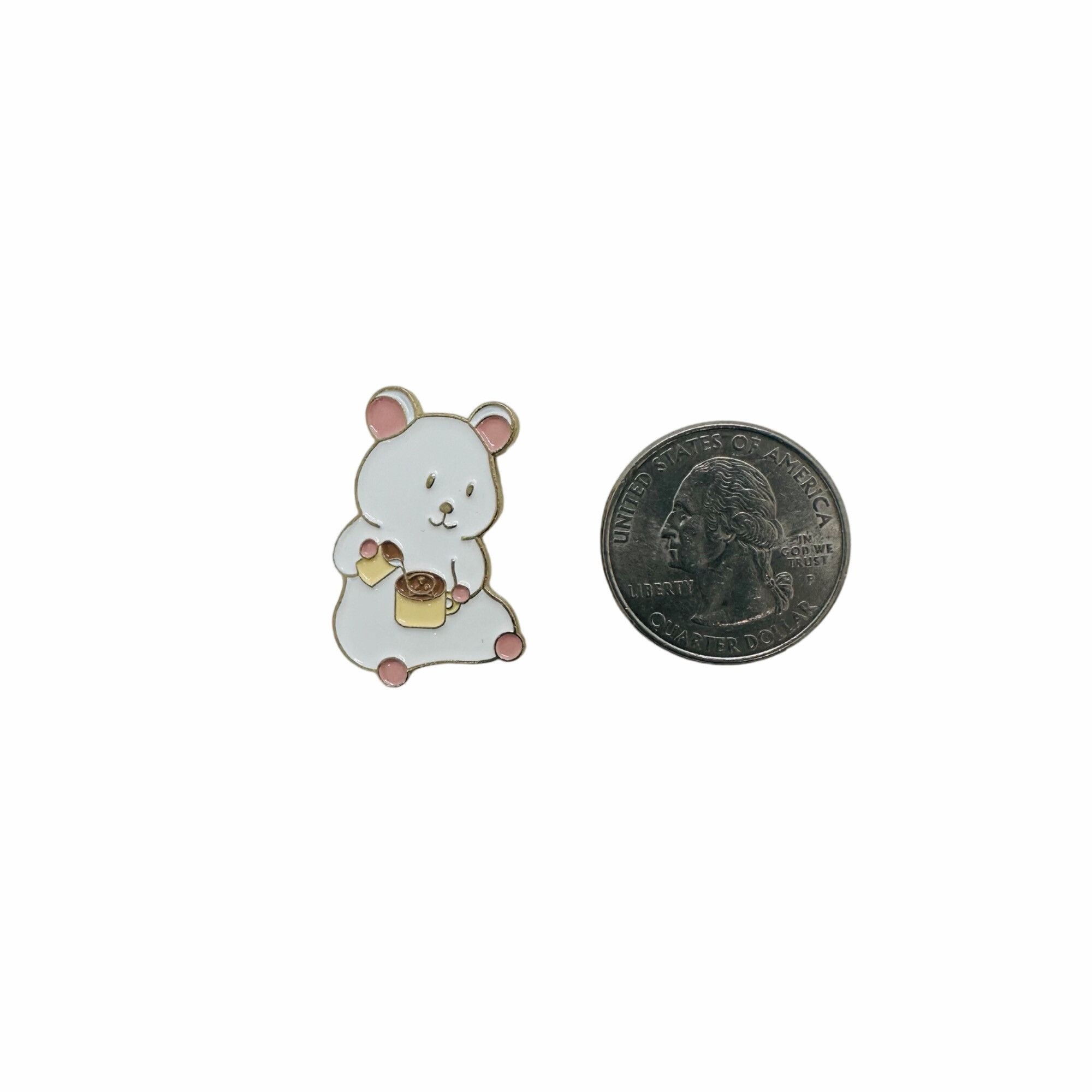Other ☀️Enamel Pins Brooches Cartoon White Bear Drinking Coffe Bad Size ONE SIZE - 5 Thumbnail