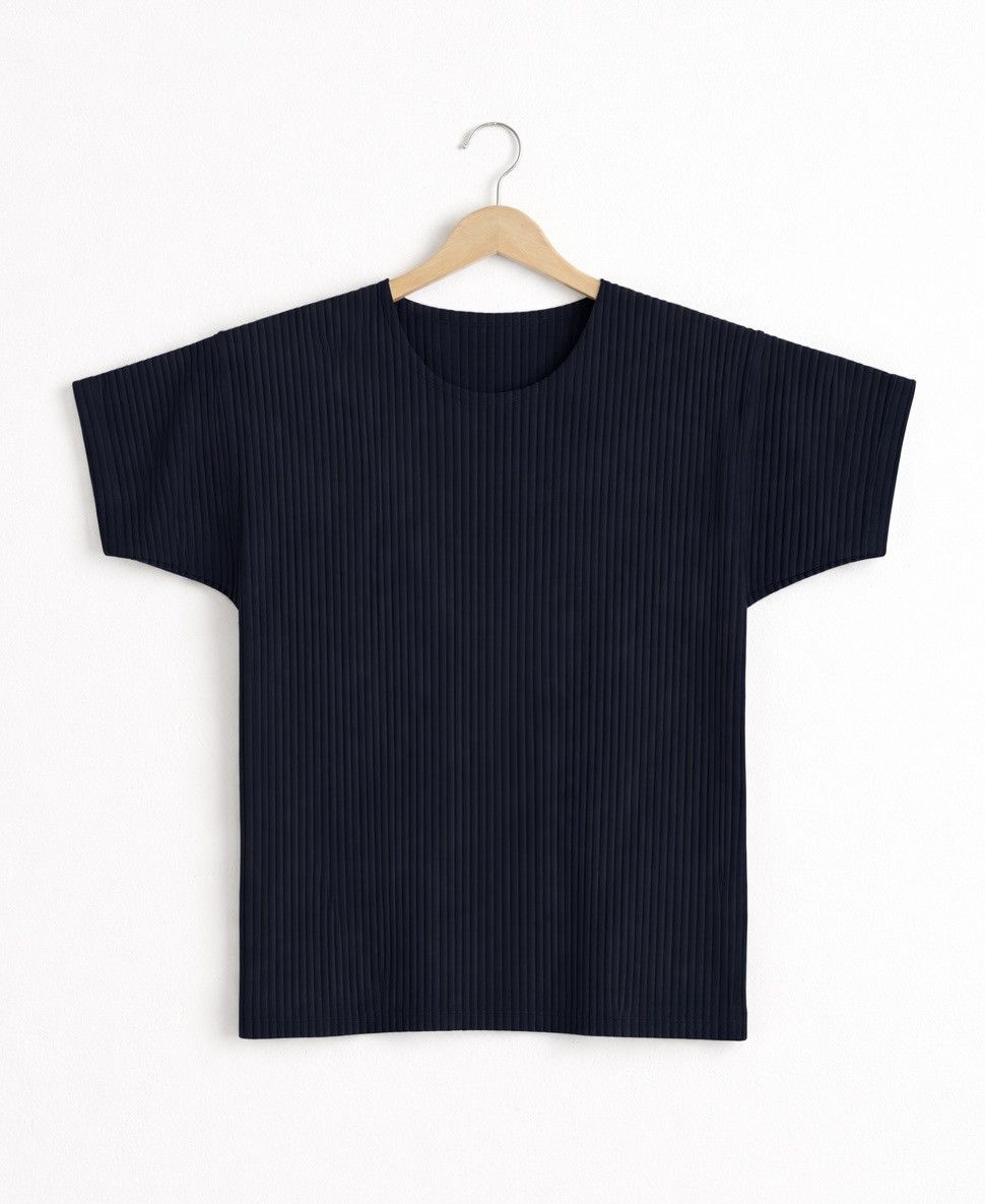 Homme Plisse Issey Miyake Classic Short-sleeved Navy Shirt Size US S / EU 44-46 / 1 - 4 Thumbnail
