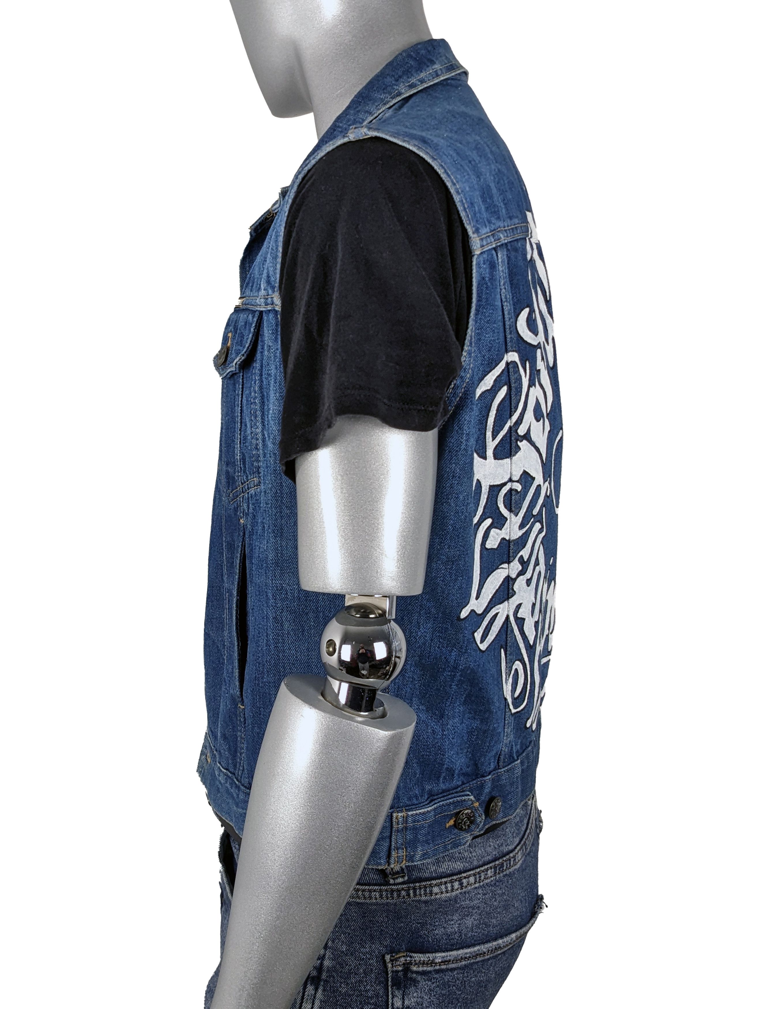 Lee Y2K Lee Cooper Custom Hand Painted Blue Denim Vest Size US M / EU 48-50 / 2 - 6 Thumbnail