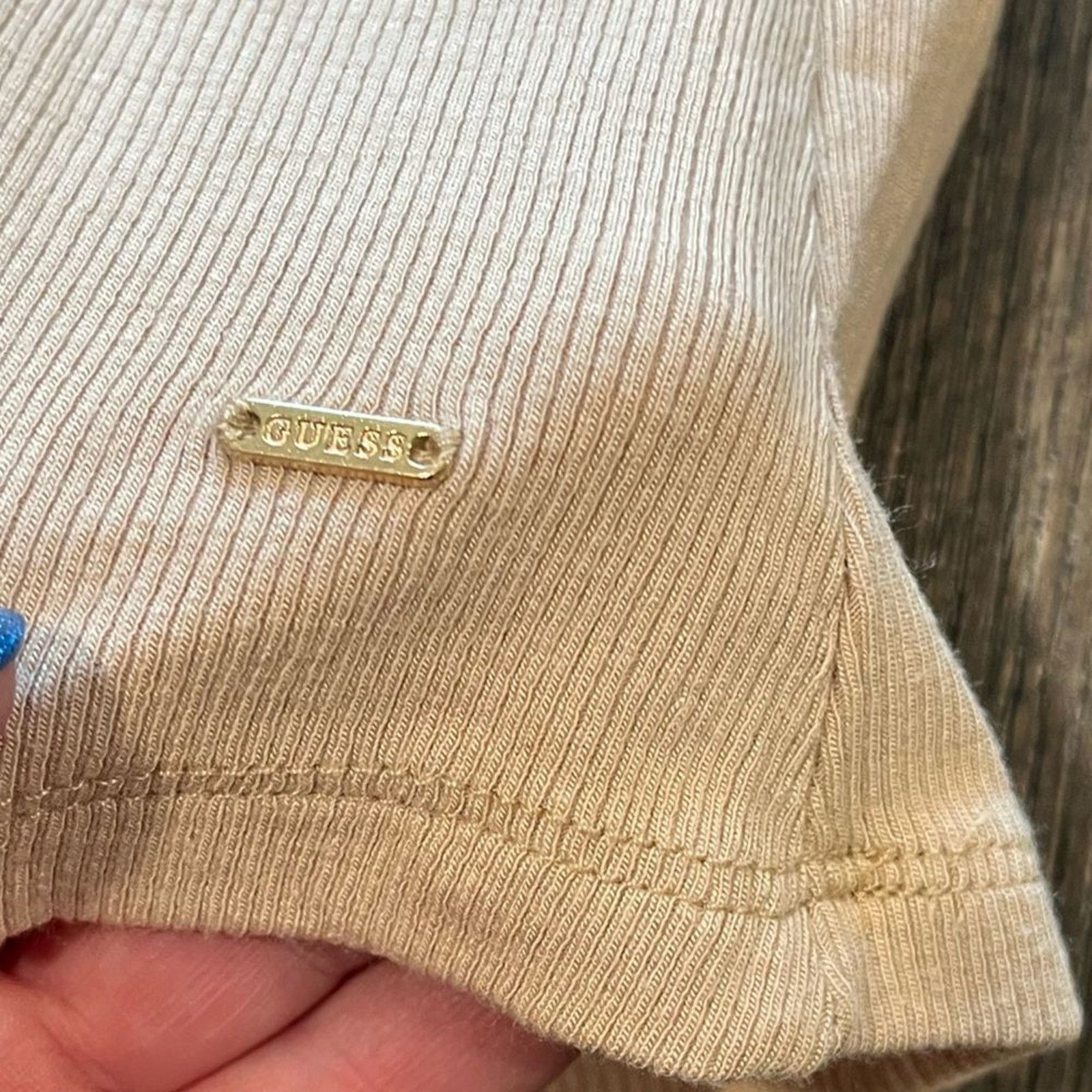 Guess NWOT Guess Light Beige Button Popover Collared Blouse L Size L / US 10 / IT 46 - 6 Thumbnail