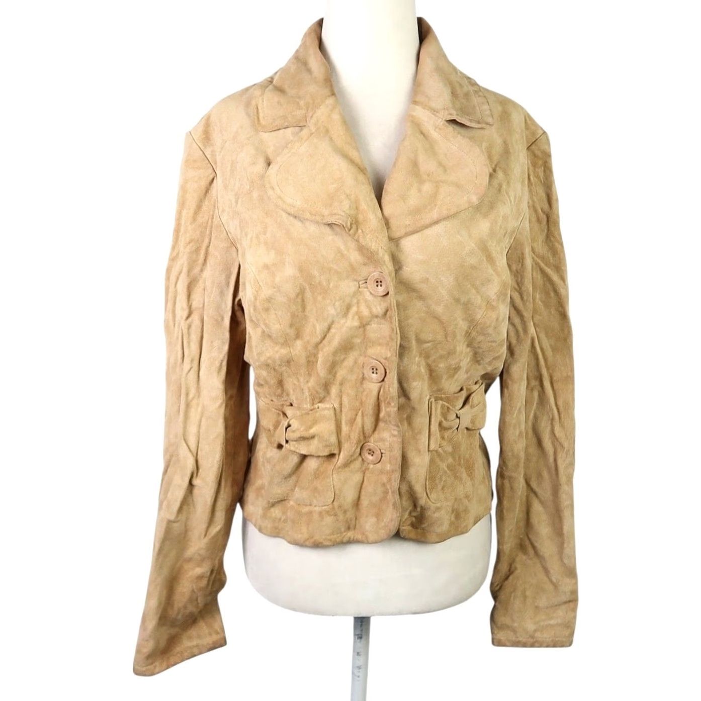 Vintage VINTAGE Live A Little Tan Suede Leather Blazer Jacket S Women Long Sleeve Button Closure Bohemian 90s/Boho Fall Winter Spring Casual Size S / US 4 / IT 40 - 2 Thumbnail