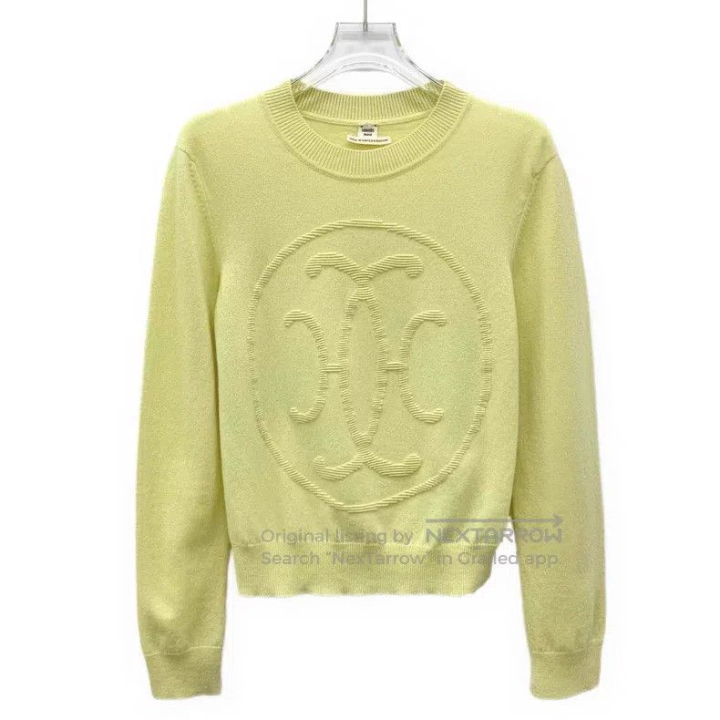 Hermes Hermes Light Yellow Jacquard Cashmere Crew-neck Long-sleev Size XS / US 0-2 / IT 36-38 - 1 Thumbnail