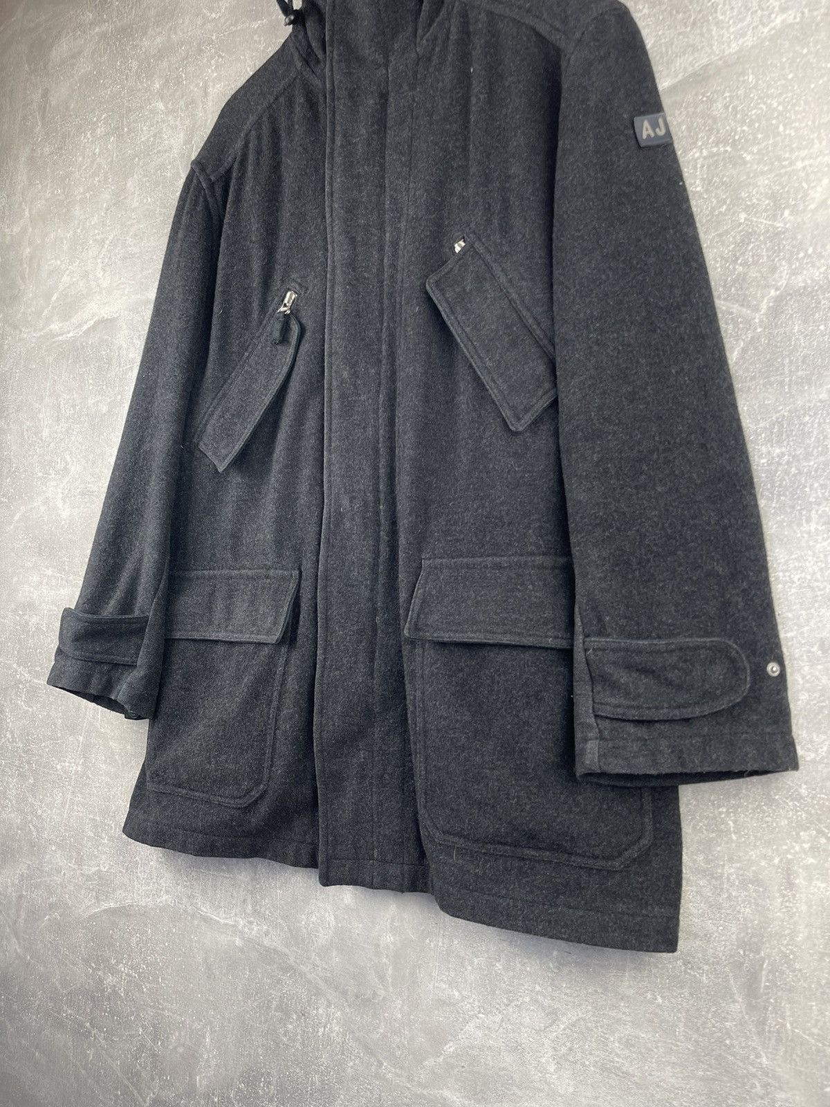 Armani Armani Jeans Vintage Hooded Wool Field Coat Dark Grey Size US L / EU 52-54 / 3 - 2 Thumbnail