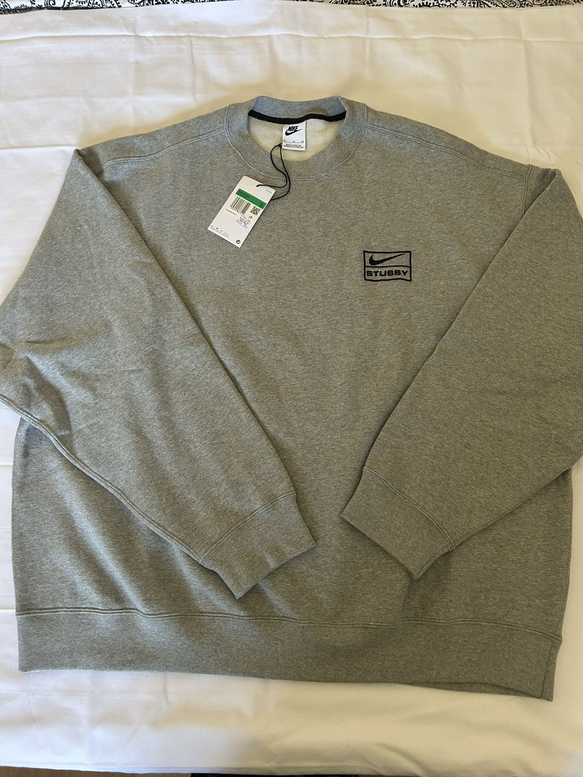 Nike × Stussy Nike Stussy Grey Fleece Crewneck Sweatshirt | Grailed 