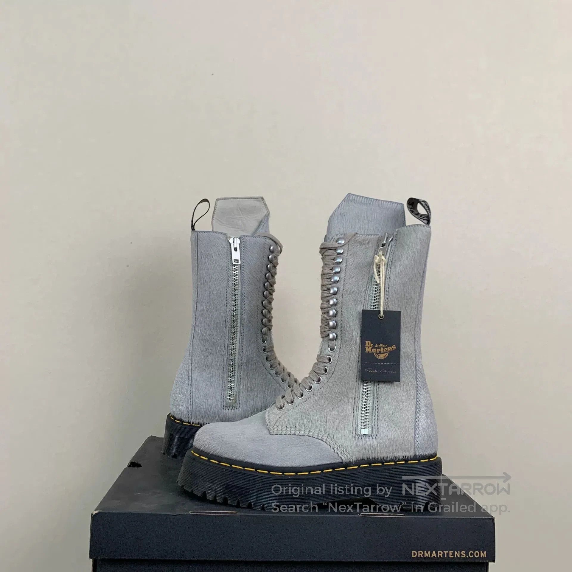 Rick Owens Gray Dr. Martens Collaboration Boots. Size US 9 / EU 42 - 3 Thumbnail