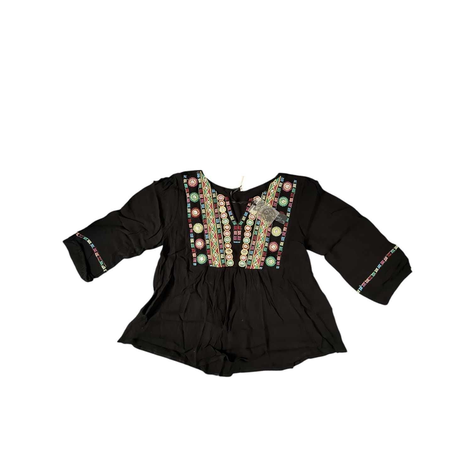Other Poof Apparel Loose Fit Black Shirt w/Embroidery – Small NWT Size S / US 4 / IT 40 - 1 Thumbnail