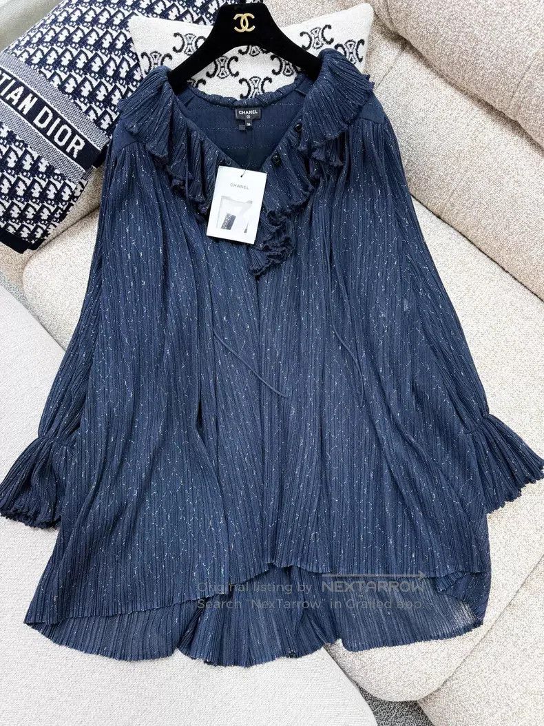 Chanel Chanel Thin glitter ruffle long-sleeved dress Size XS / US 0-2 / IT 36-38 - 3 Thumbnail