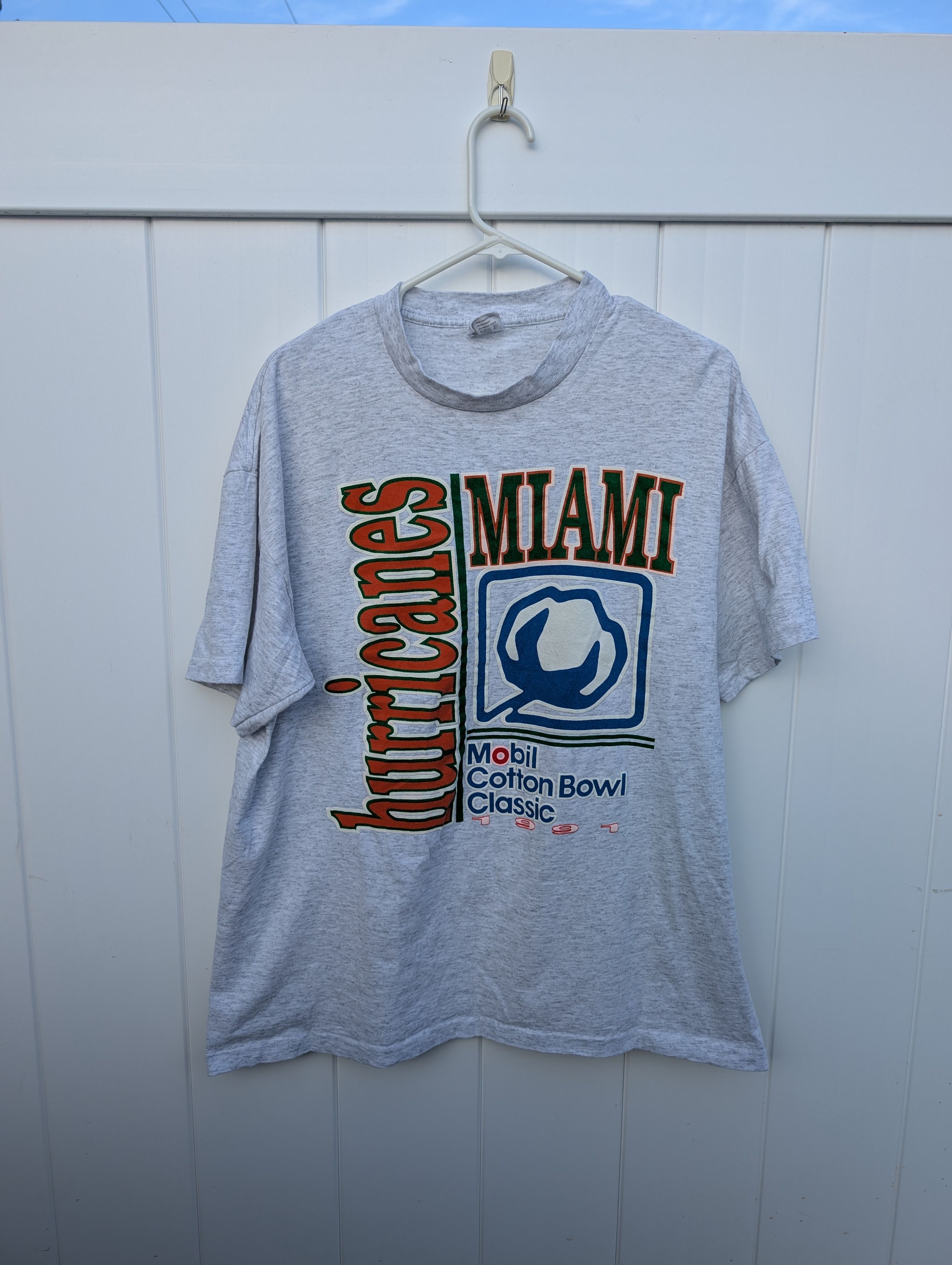 NFL × Vintage 91' Miami Hurricanes Mobil Cotton Bowl Classic Shirt Size US XL / EU 56 / 4 - 1 Thumbnail