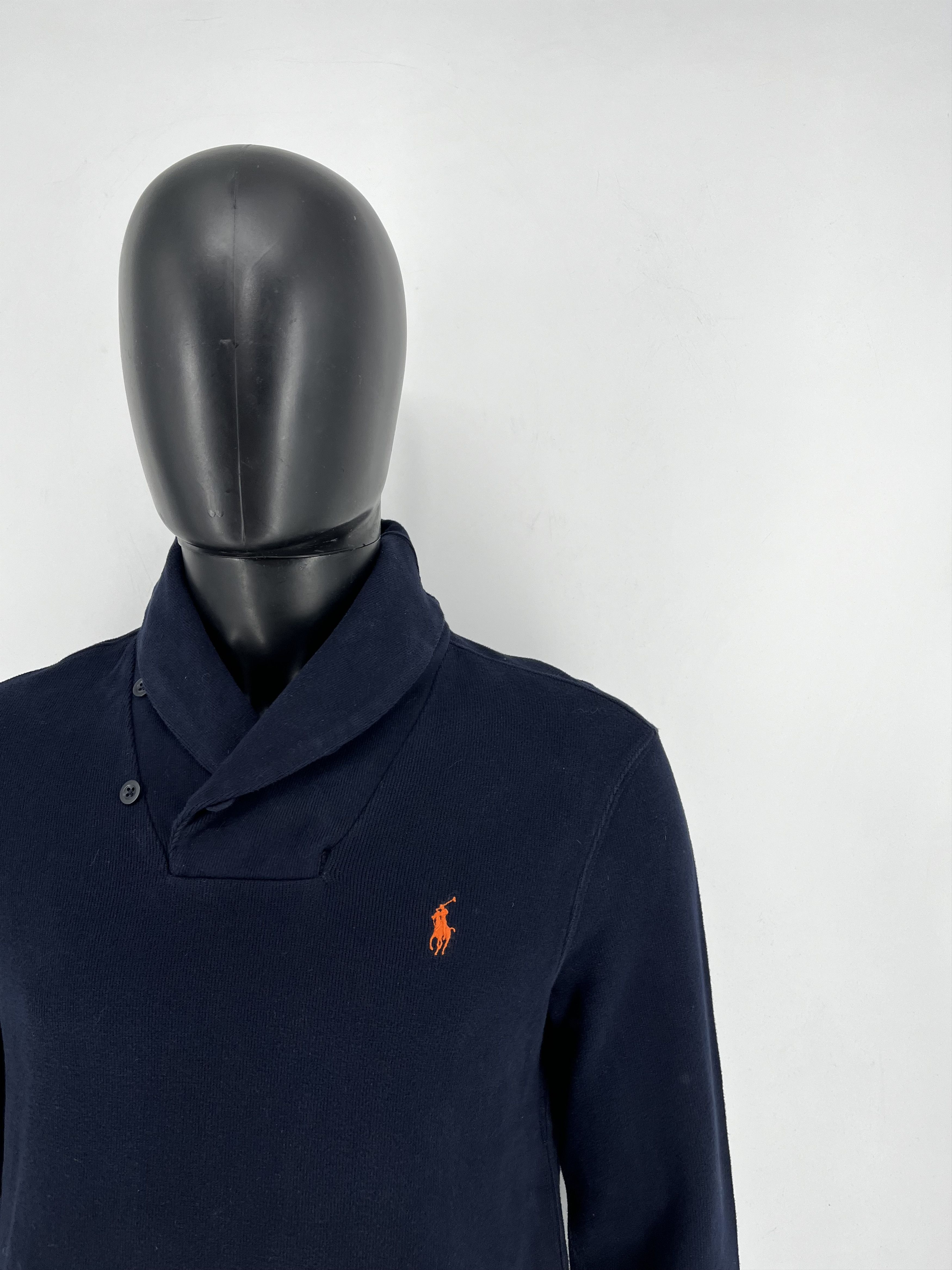Polo Ralph Lauren × Ralph Lauren × Vintage Retro Polo Ralph Lauren Blue Shawl Collar Sweatshirt Size US M / EU 48-50 / 2 - 6 Thumbnail