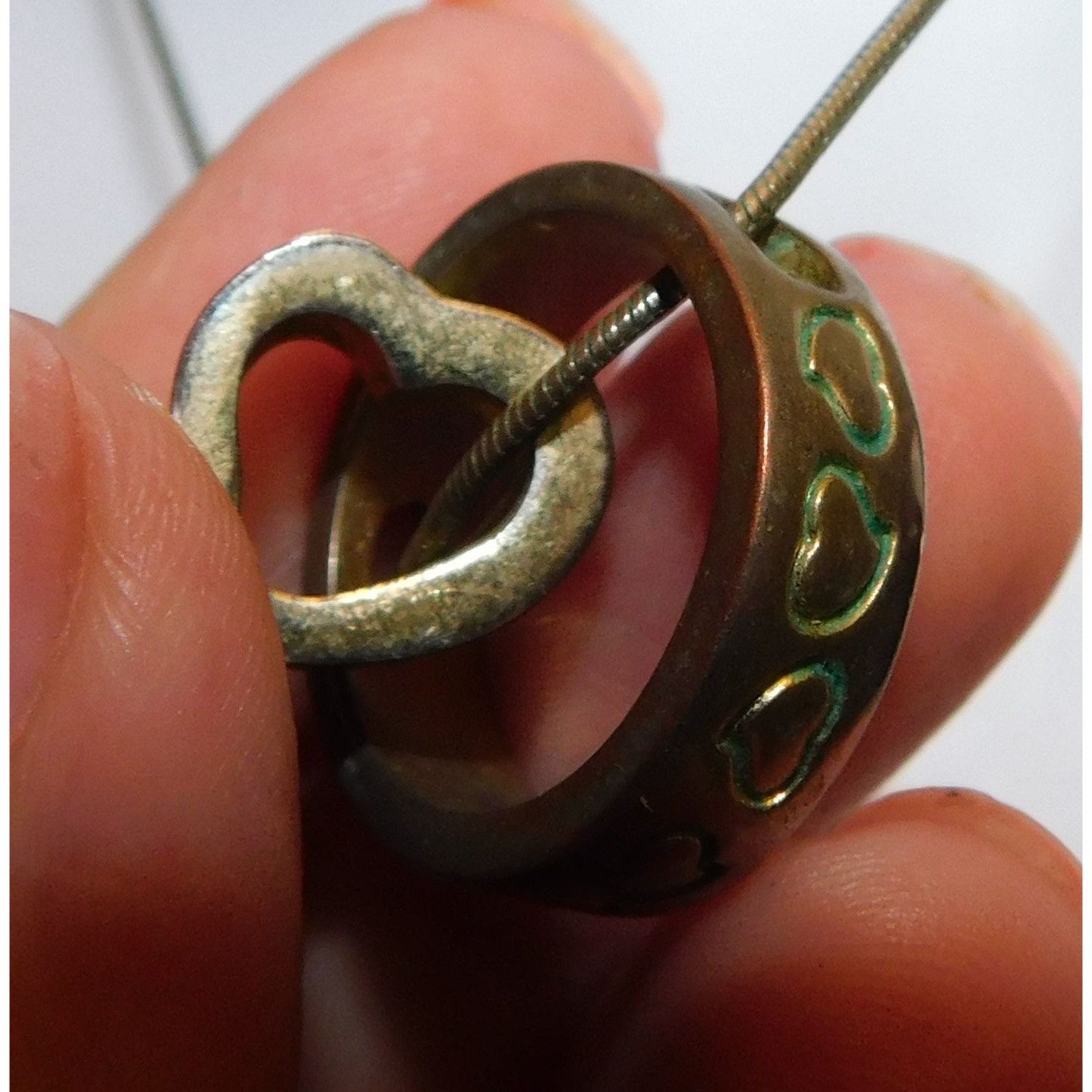 Other Nesting Heart Ring Pendant Necklace Silver And Gold Tone Size ONE SIZE - 1 Thumbnail