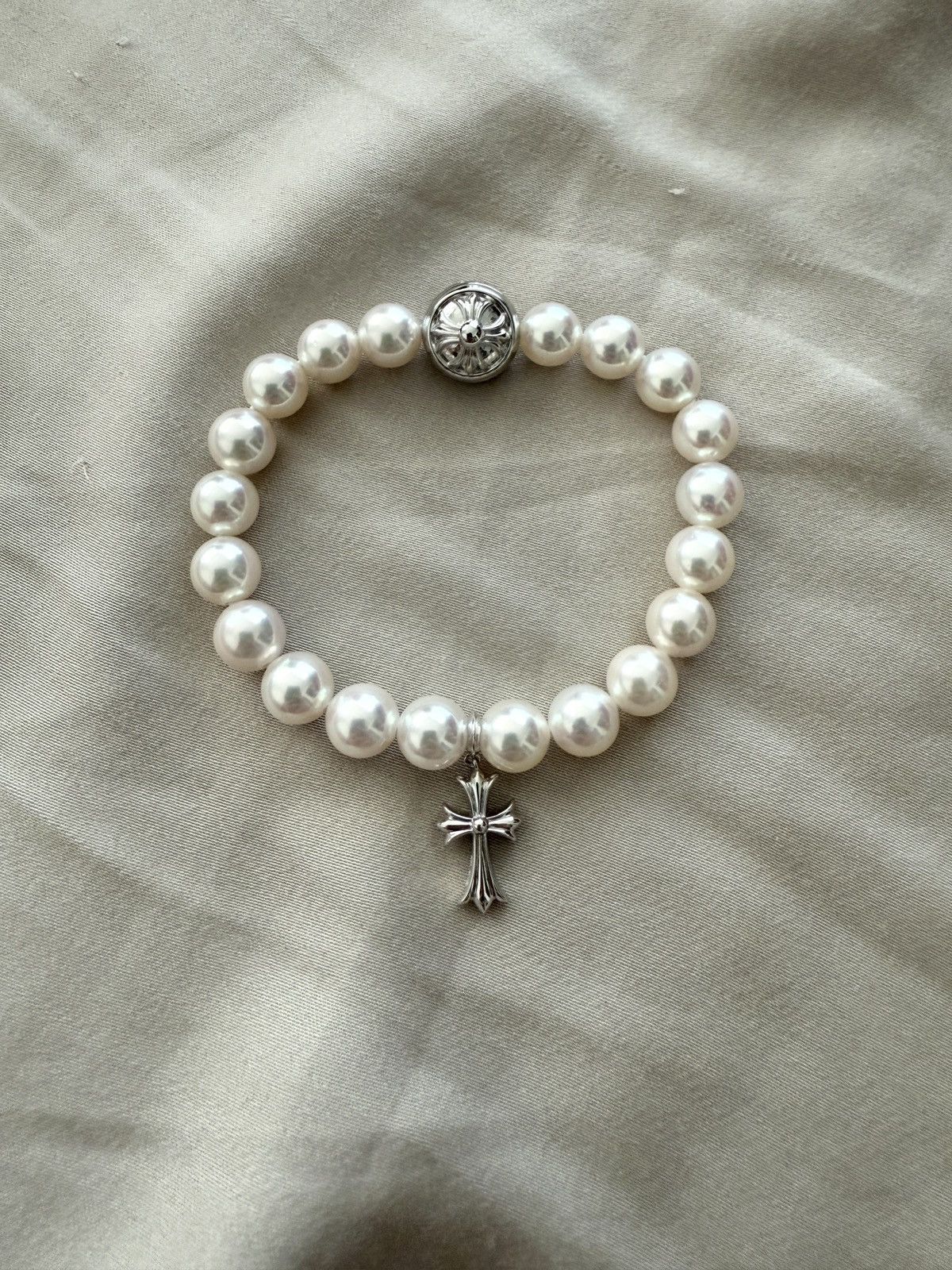 Chrome Hearts RARE! Chrome Hearts Mikimoto White Pearl Bracelet Size ONE SIZE - 2 Thumbnail