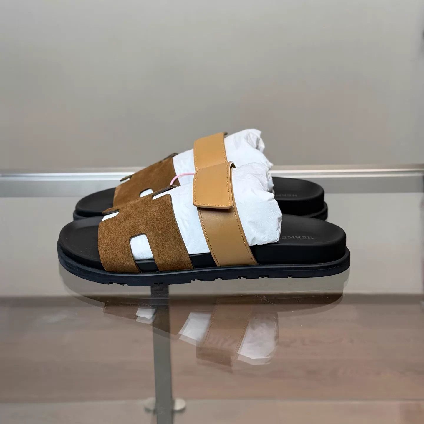 Hermes HERMES Chypre Suede Colorblock Slipper 41.5 New With Box Size US 8.5 / EU 41-42 - 2 Thumbnail