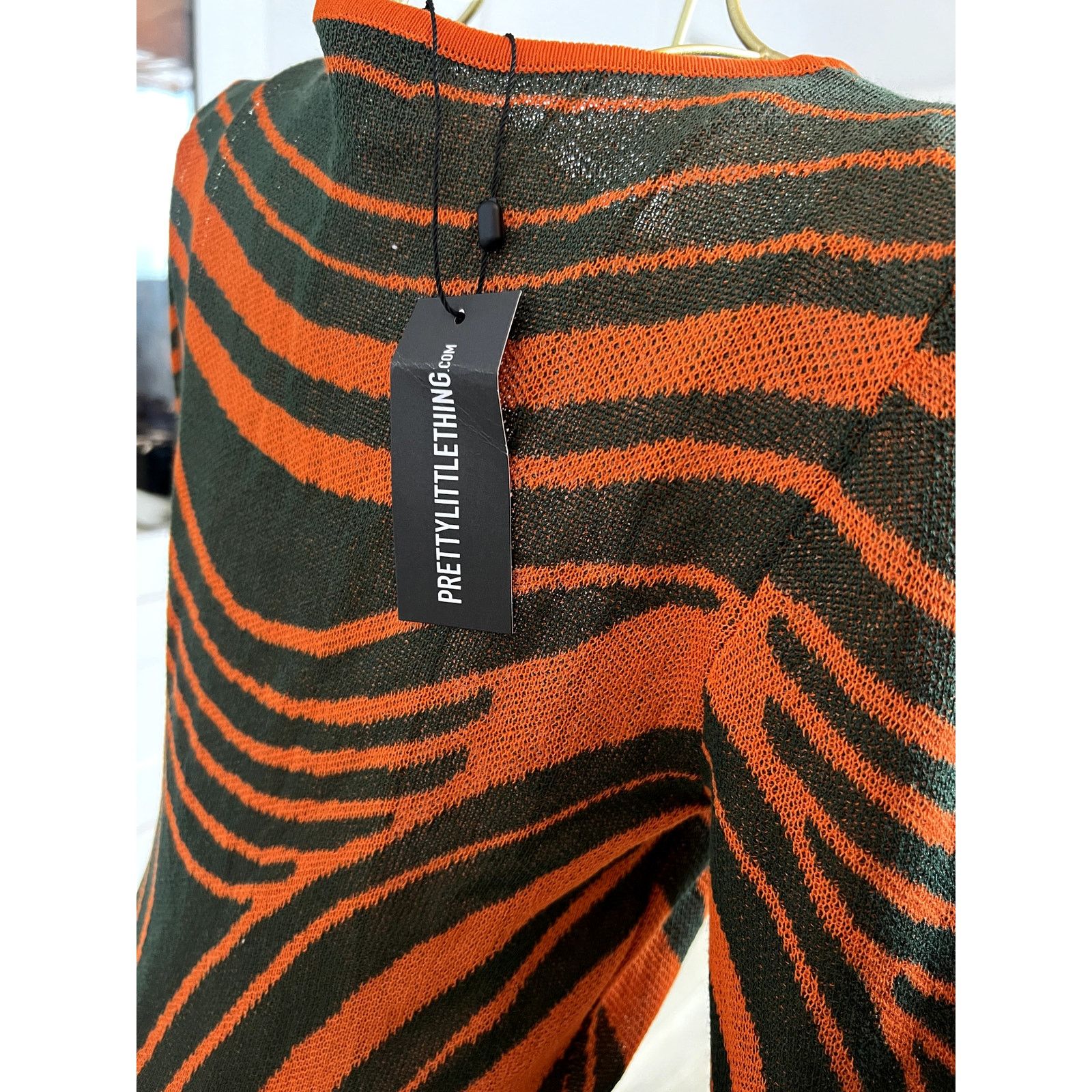 PrettyLittleThing PrettyLittleThing Green Orange Stripe Knitted Dress Size XL Size XL / US 12-14 / IT 48-50 - 3 Thumbnail