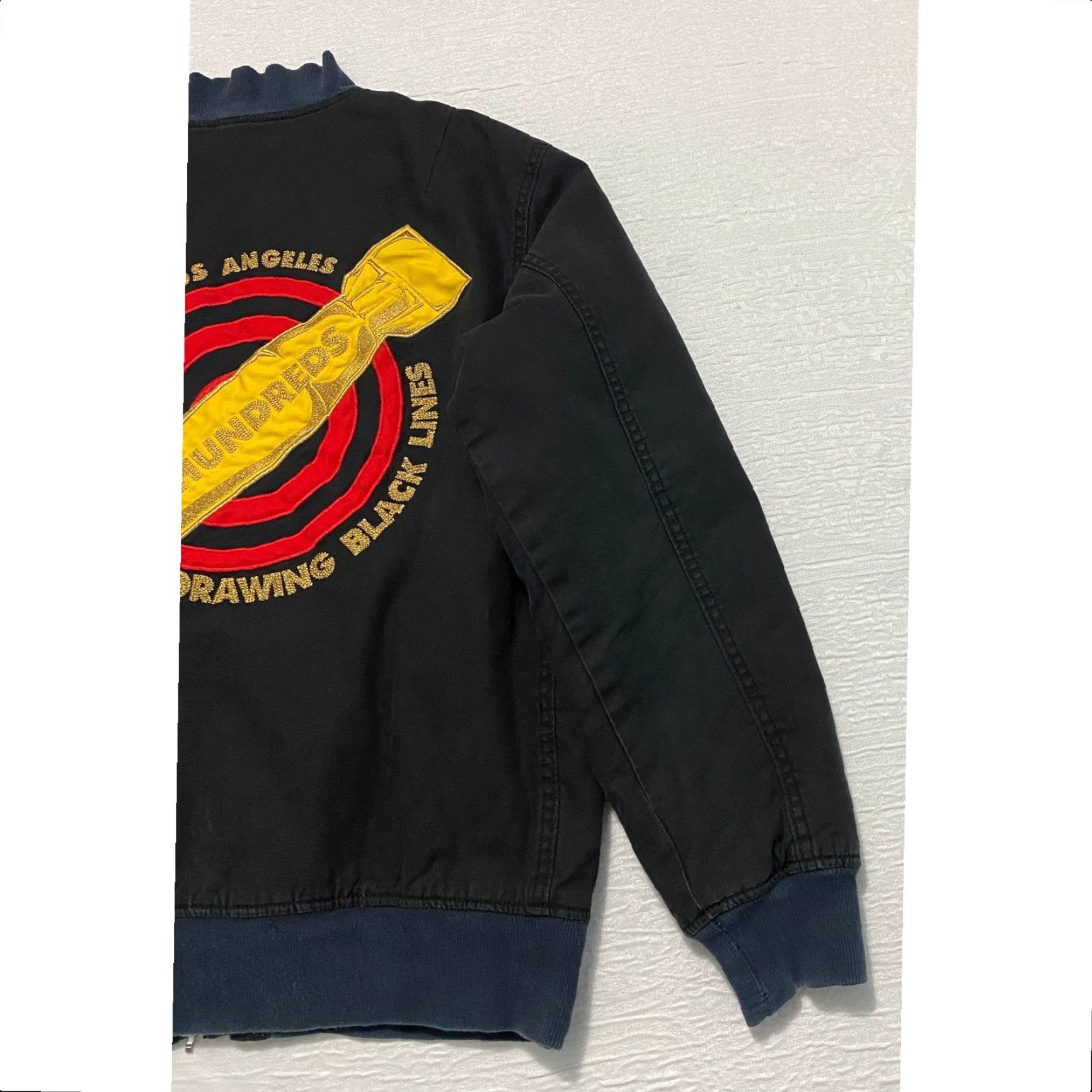 The Hundreds The Hundreds Los Angeles Bomber Jacket Black M Varsity Zip Zipper Logo Embroidered Cotton Blend Canvas Lined Padded Casual Mens Medium Size US M / EU 48-50 / 2 - 2 Thumbnail