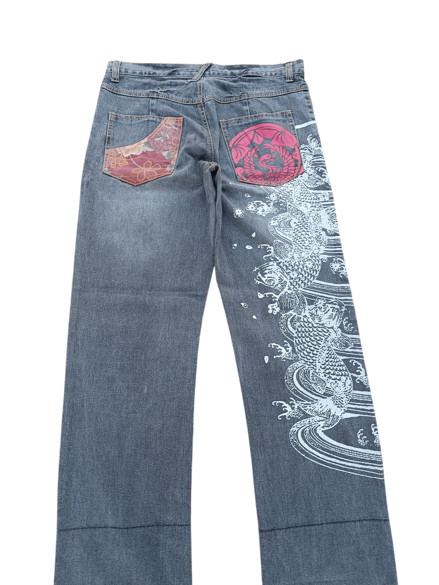 Japanese Brand RARE 🔥 Japanese Brand B-S Printed Koi Fish Floral Jeans Size US 36 / EU 52 - 11 Thumbnail