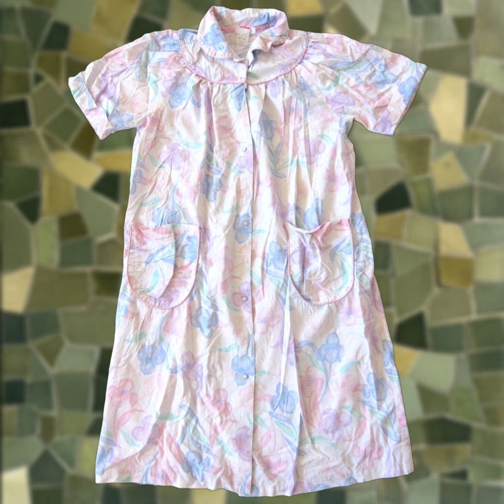 Pinko VINTAGE Coffee Casual Cotton Pink Floral Button Down Pocket Maxi House Dress M Size M / US 6-8 / IT 42-44 - 1 Thumbnail