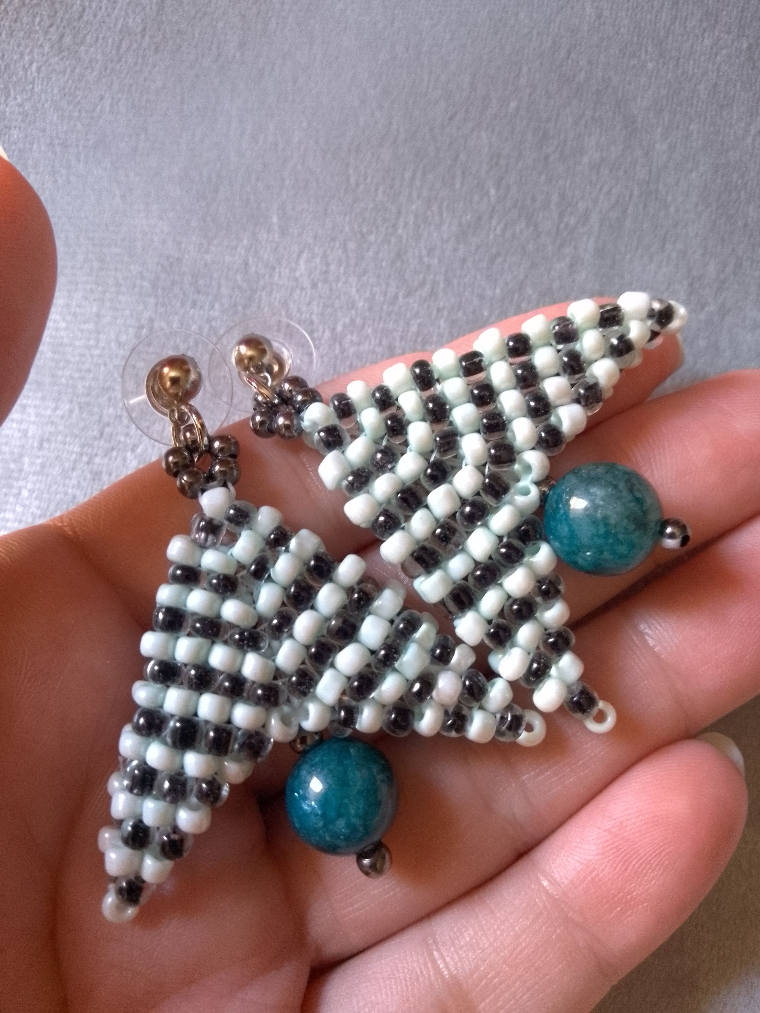 Handmade Ethnic Earrings with blue apatite natural gemstones Size ONE SIZE - 3 Thumbnail