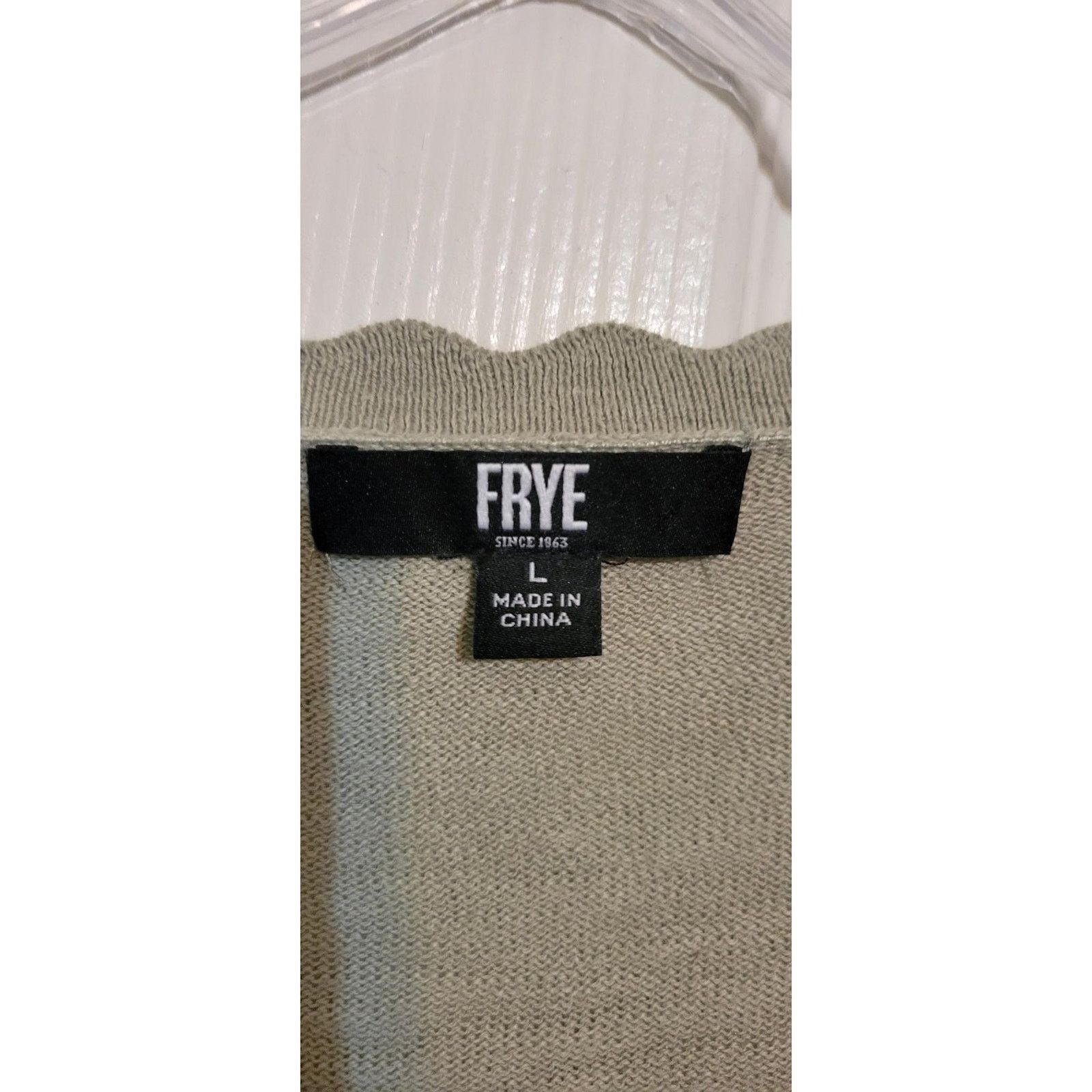 Frye Frye Sage Green Pointelle Knit Scalloped Cardigan Large Size L / US 10 / IT 46 - 3 Thumbnail