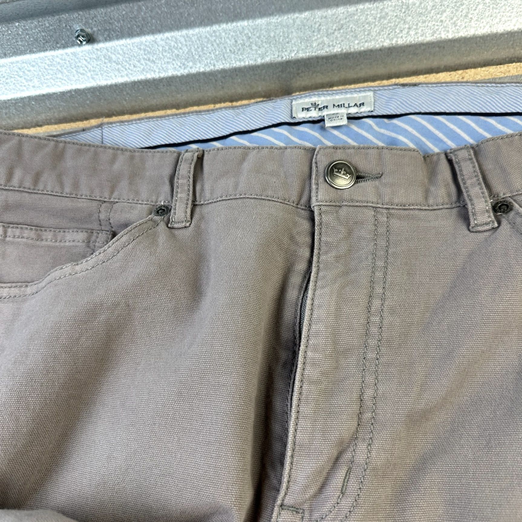Peter Millar VINTAGE Peter Millar Pants Mens 36x33 Gray Chino Five Pocket Crown Canvas Size US 36 / EU 52 - 4 Thumbnail