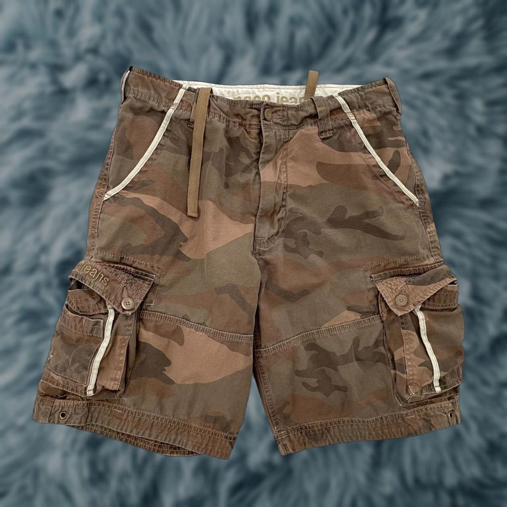 Vintage VINTAGE PACO Men Cargo Shorts 32 Brown Green Camo Cotton Drawstring Pockets Logo Casual Size US 32 / EU 48 - 1 Thumbnail