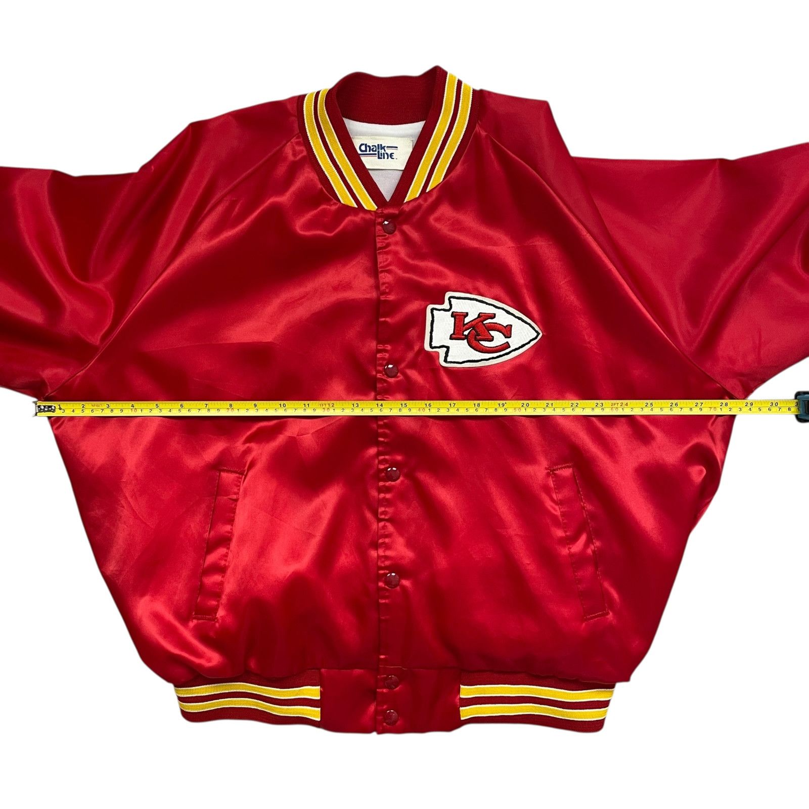 NFL VTG 90s KANSAS CITY CHIEFS CHALK LINE SATIN BOMBER JACKET Size US XXL / EU 58 / 5 - 10 Thumbnail