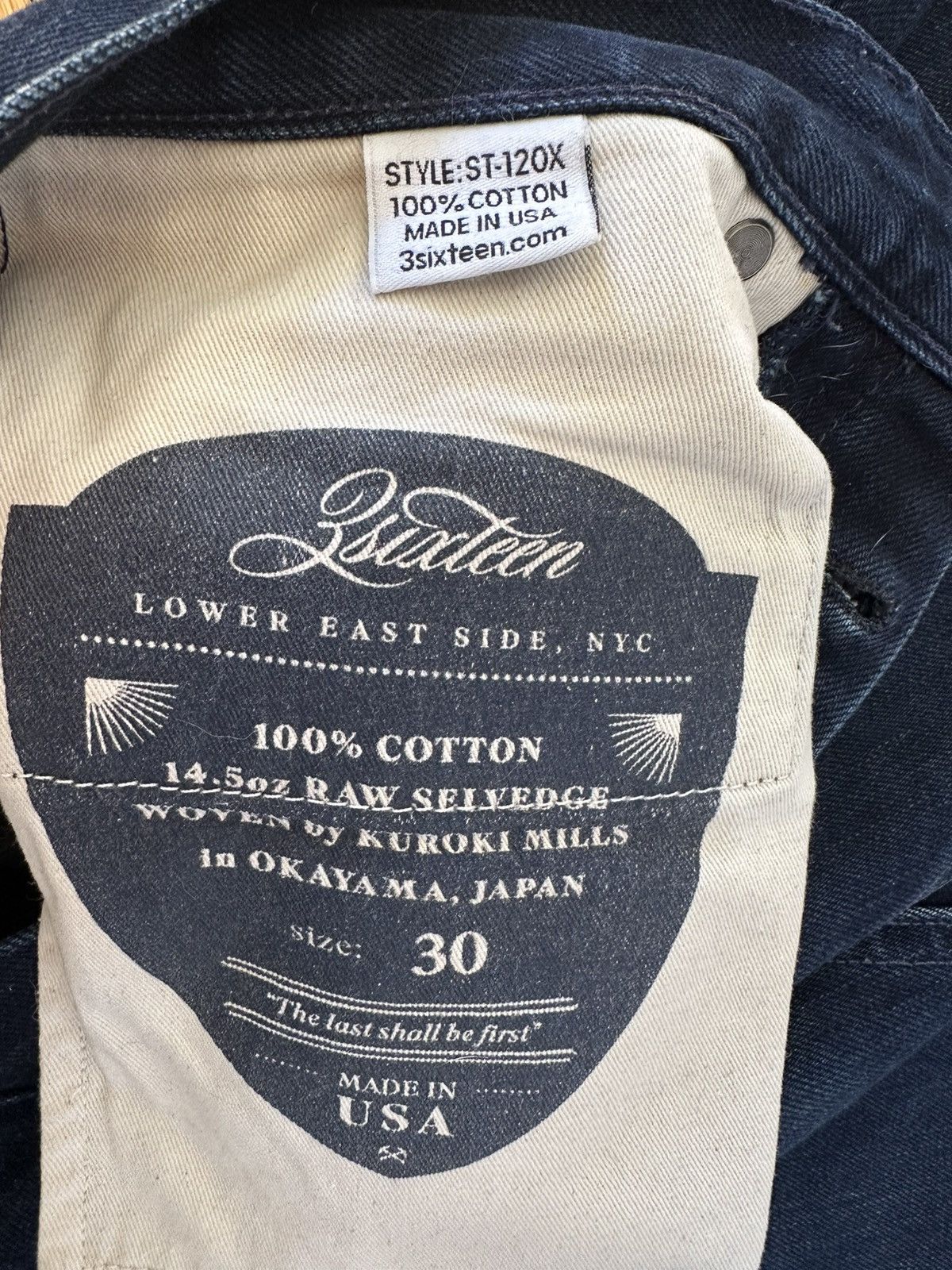 3sixteen 3sixteen st-120x indigo over black 15 oz Size US 30 / EU 46 - 3 Thumbnail