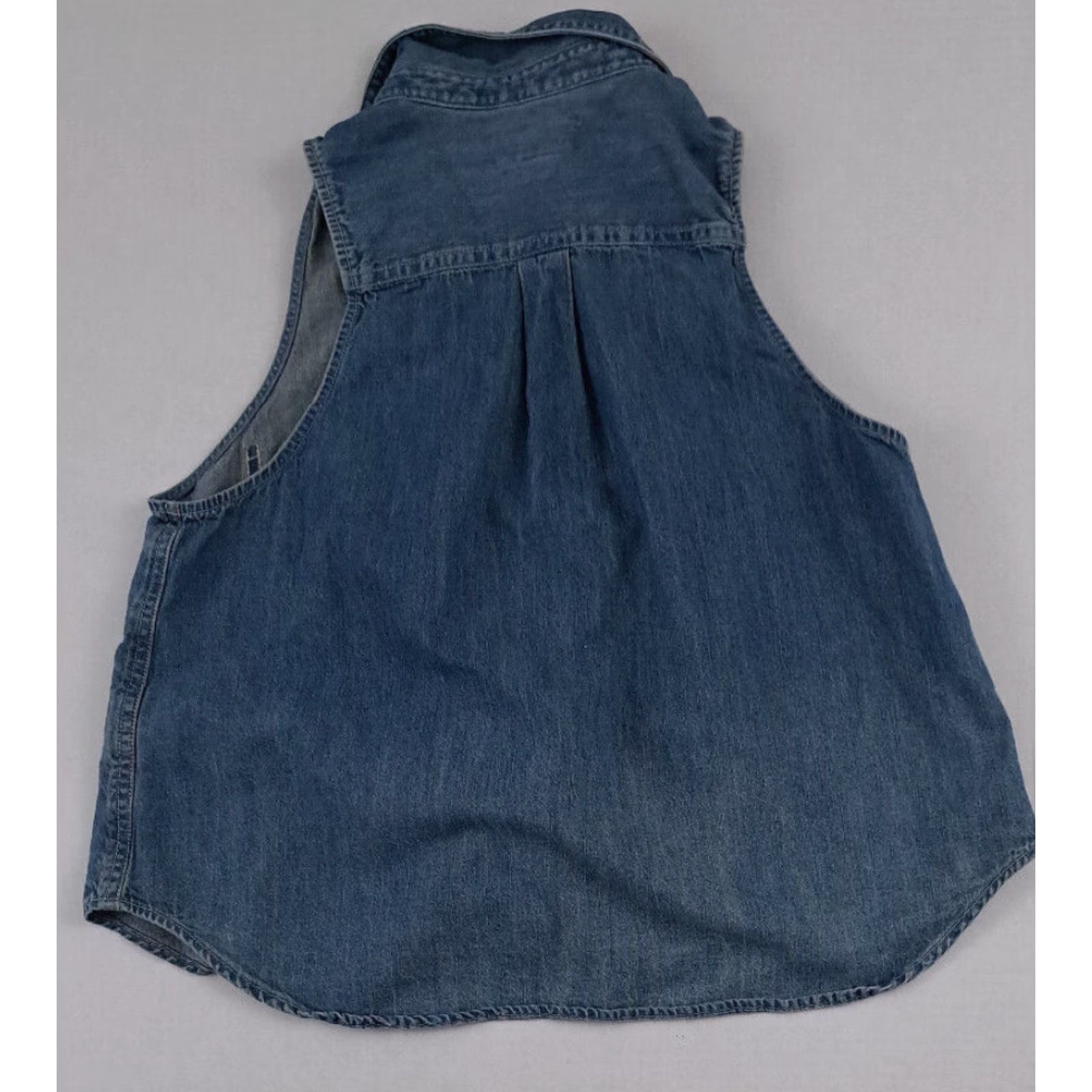 Chaps Chaps Vest Denim Cotton Blue 90s Solid Button Short 25in Long Women M - Casual Workwear Size 32" / US 10 / IT 46 - 4 Thumbnail