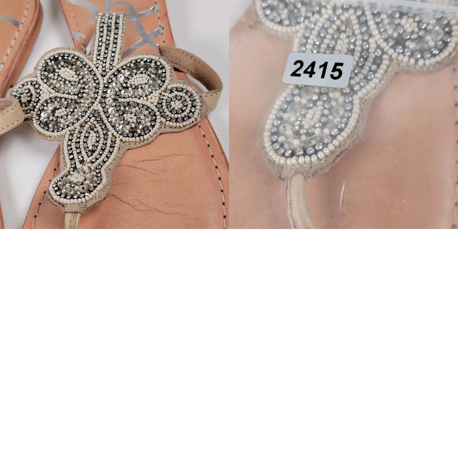Vintage J. Renee Rhinestone Thong Sandals Women's Size 9 Olivia Miller Slip On Flat Silver Rhinestone Sandal Slide Women Shoes Size US 9 / IT 39 - 9 Thumbnail