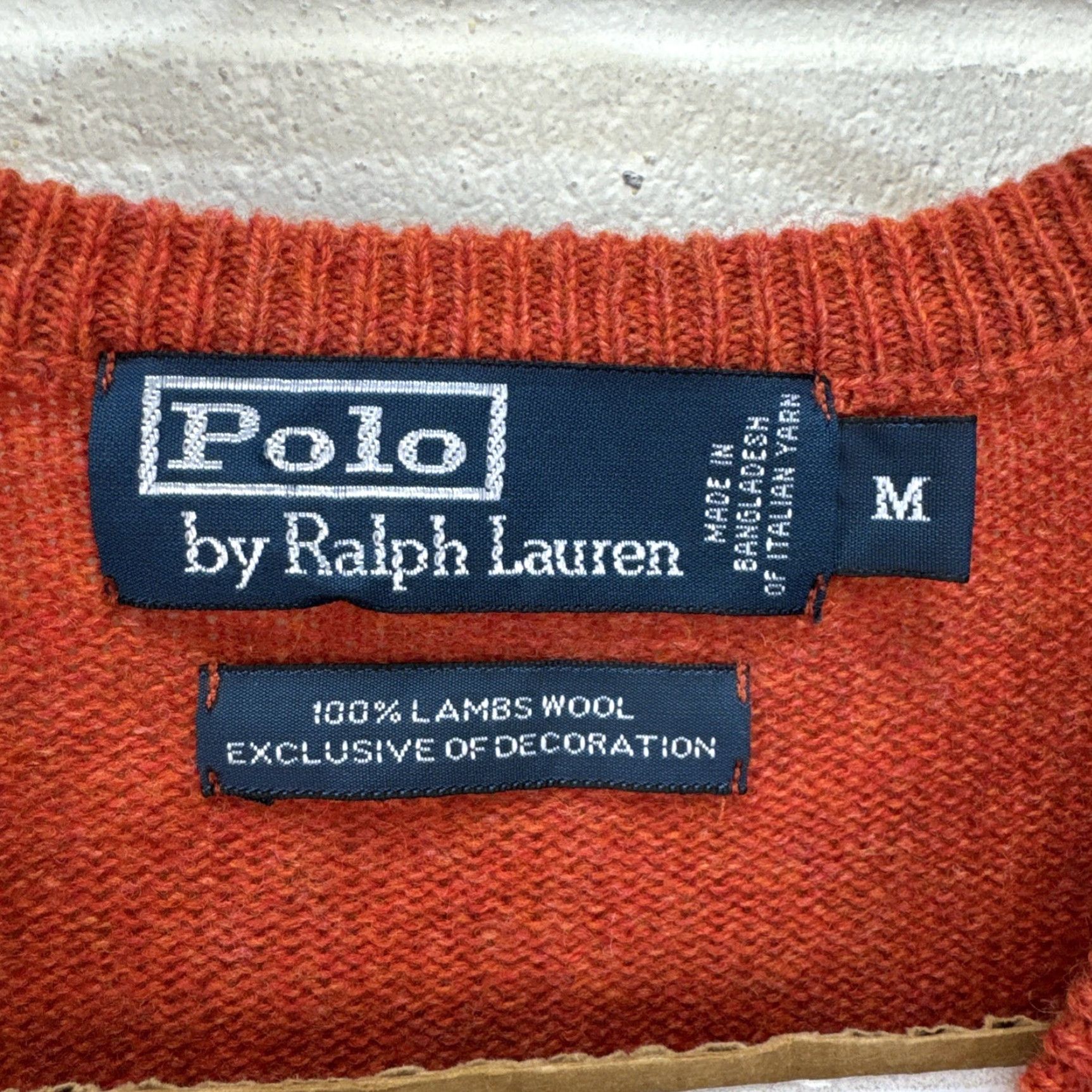 Polo Ralph Lauren VINTAGE Polo Ralph Lauren Women’s Knit Sweater Size Medium V-Neck Orange 90s Preppy Logo Pony Pullover Size M / US 6-8 / IT 42-44 - 2 Thumbnail