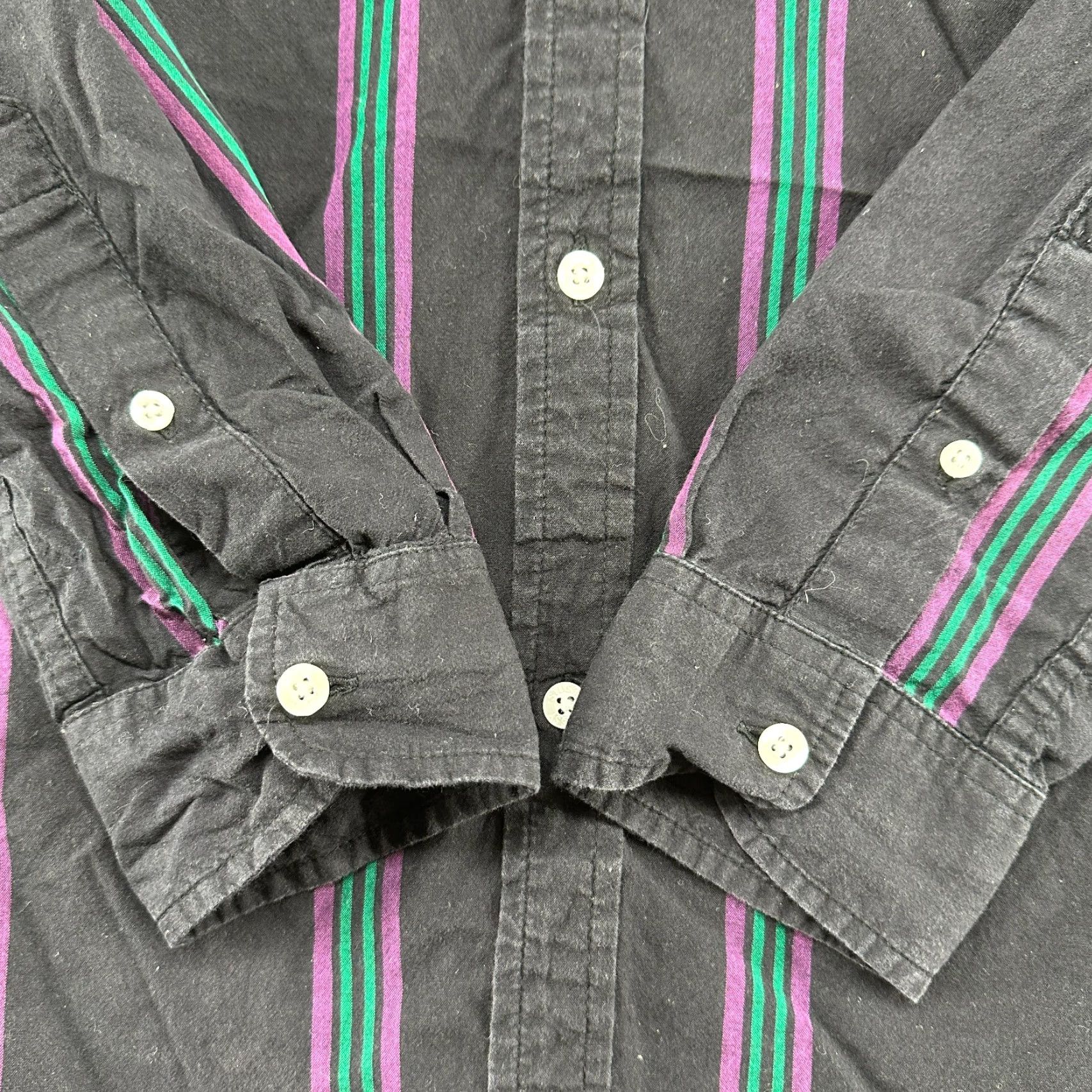Pinko Stussy Shirt Mens Small Black Pink Green Long Sleeve Button Up Striped Cotton Size US S / EU 44-46 / 1 - 3 Thumbnail