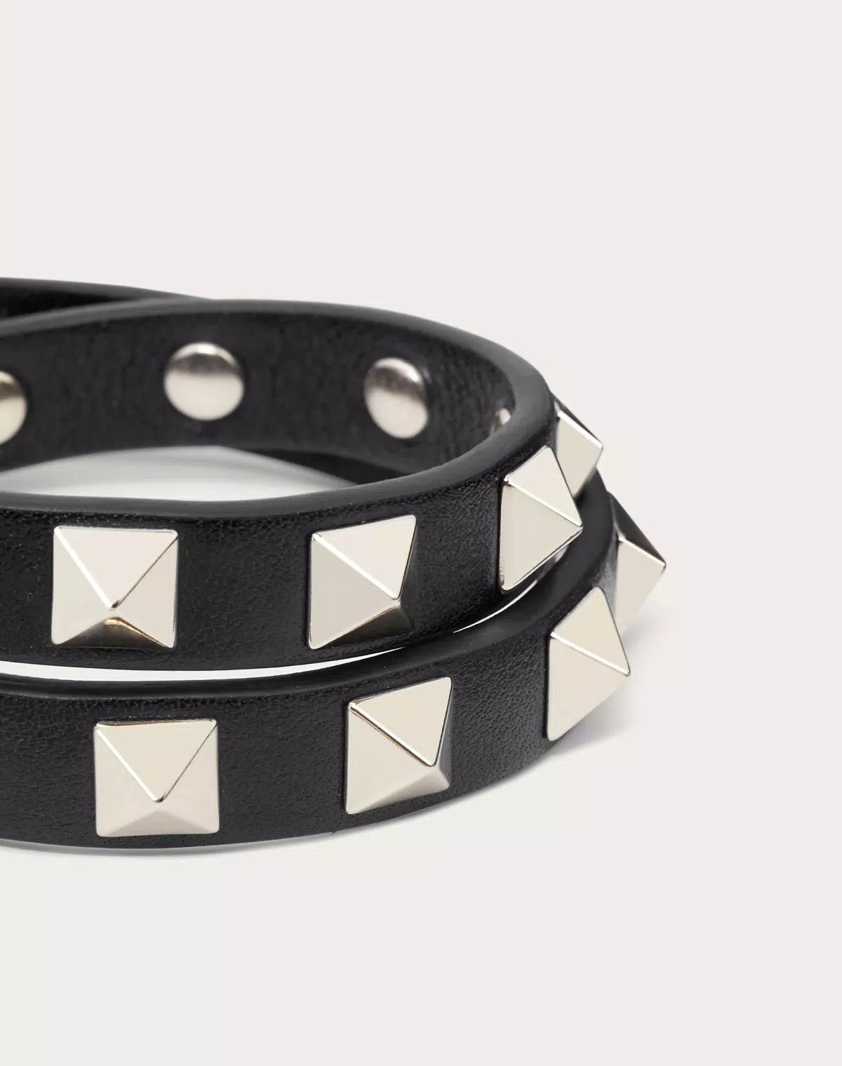 Valentino oc11z0725 Size:OS/Calfskin Double-Strap Bracelet in Black Size ONE SIZE - 2 Thumbnail