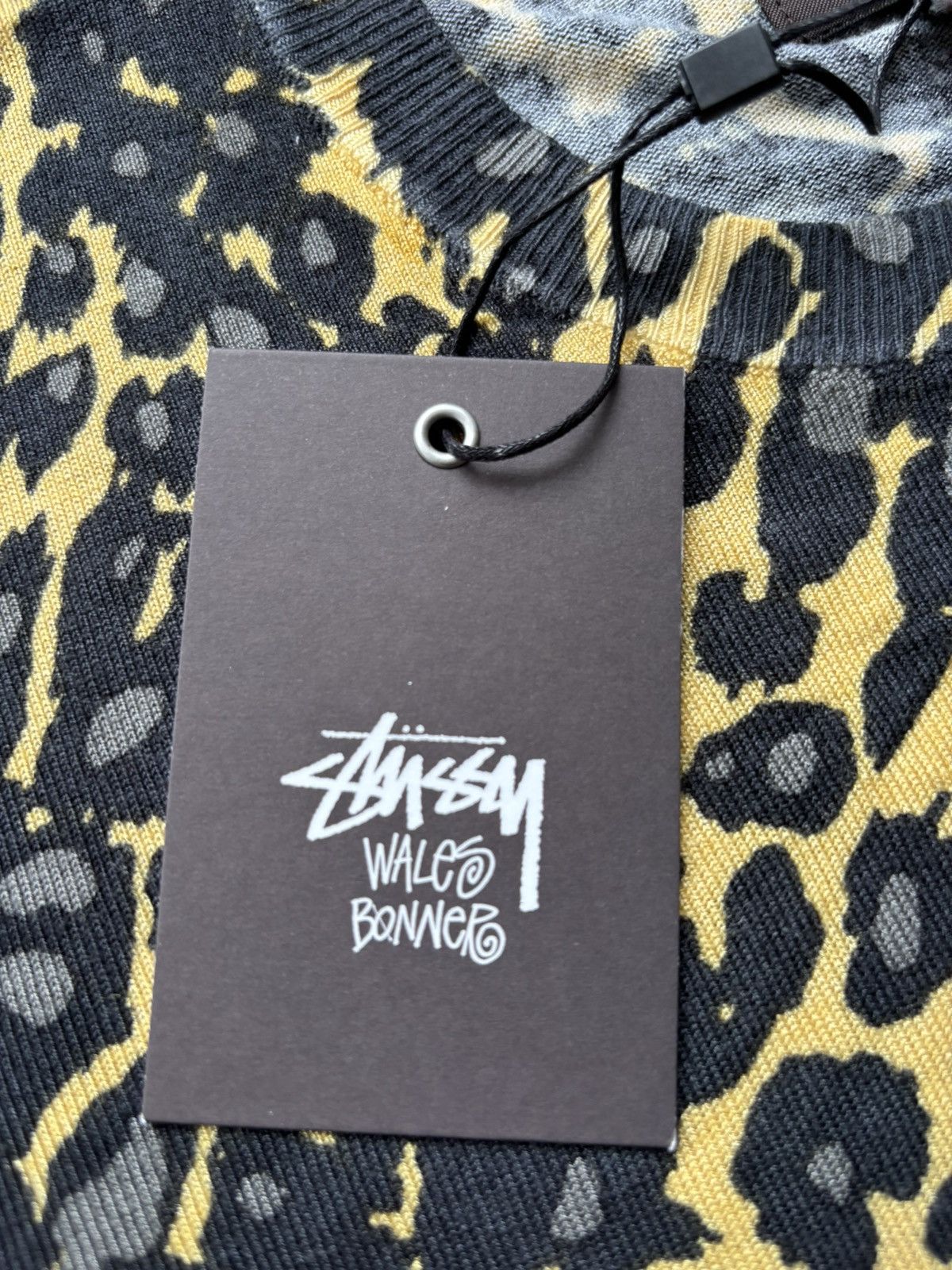 STUSSY WALES BONNER LEOPARD SWEATER STUSSY WALES BONNER LEOPARD
