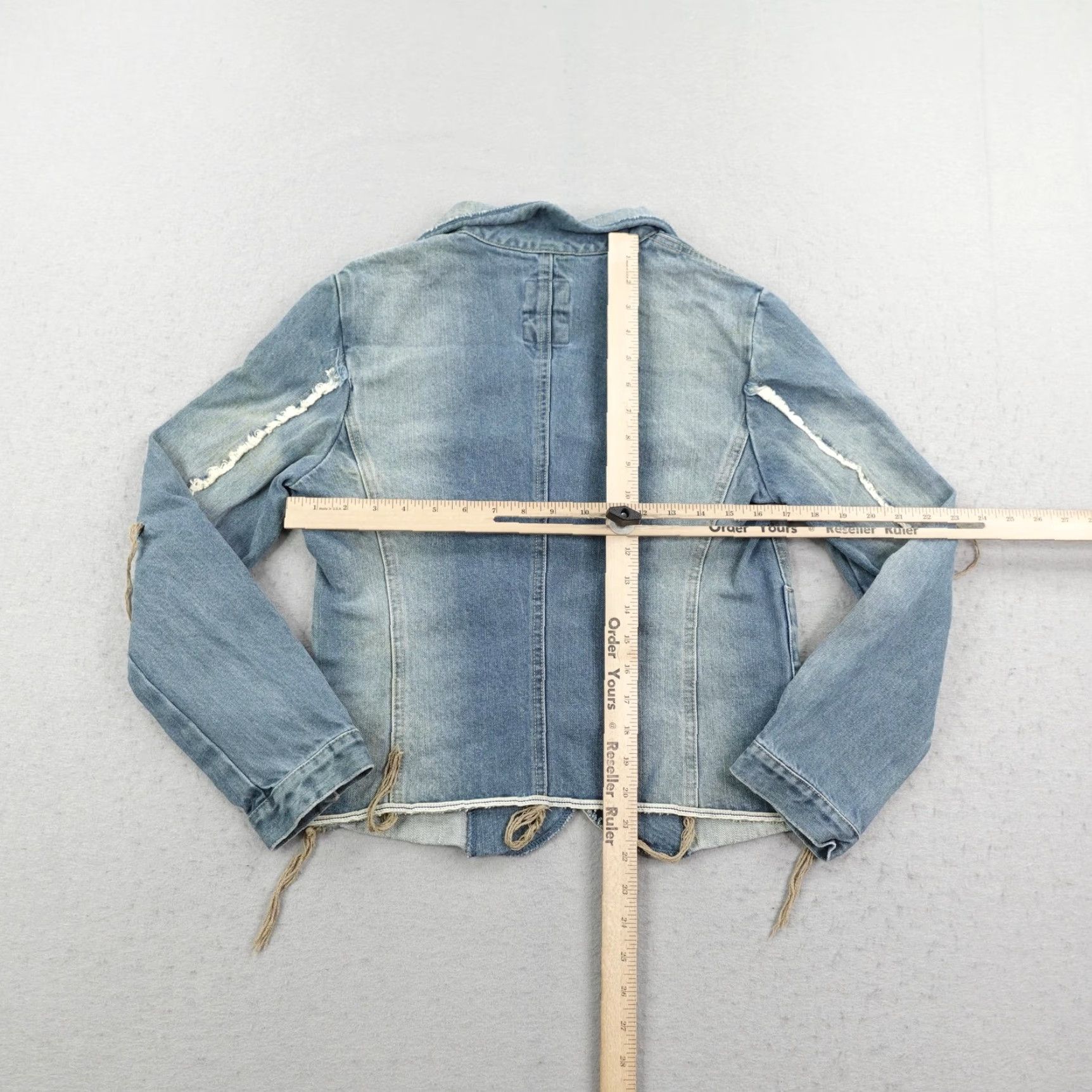 Denime VINTAGE Marithe Francois Girbaud Denim Jacket Blazer Womens Medium Blue 90s Y2K Button Collar Pockets Size M / US 6-8 / IT 42-44 - 5 Thumbnail
