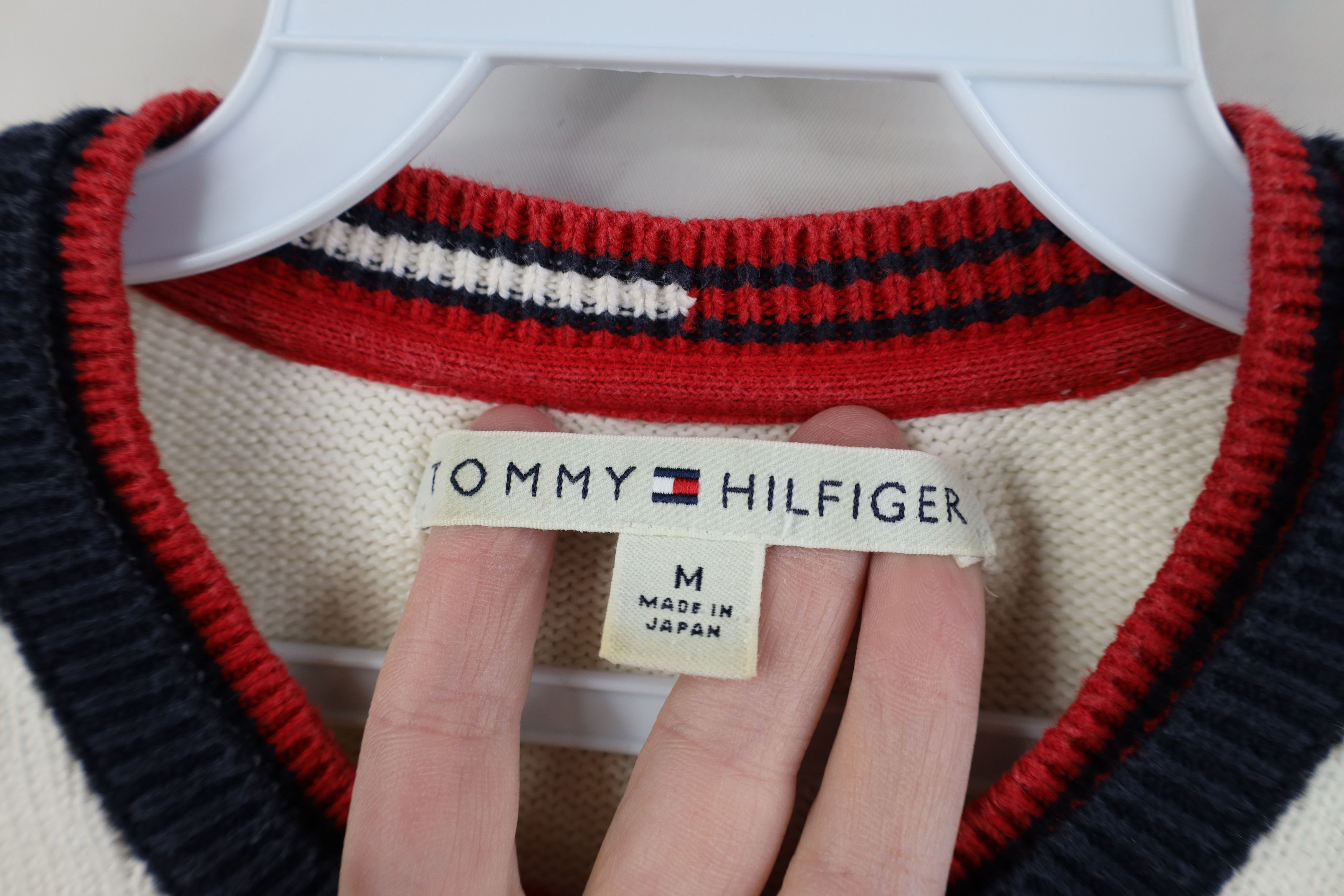 Tommy Hilfiger Vintage 90s Y2K Tommy Hilfiger Logo Knit Sweater Cream Size M / US 6-8 / IT 42-44 - 8 Thumbnail