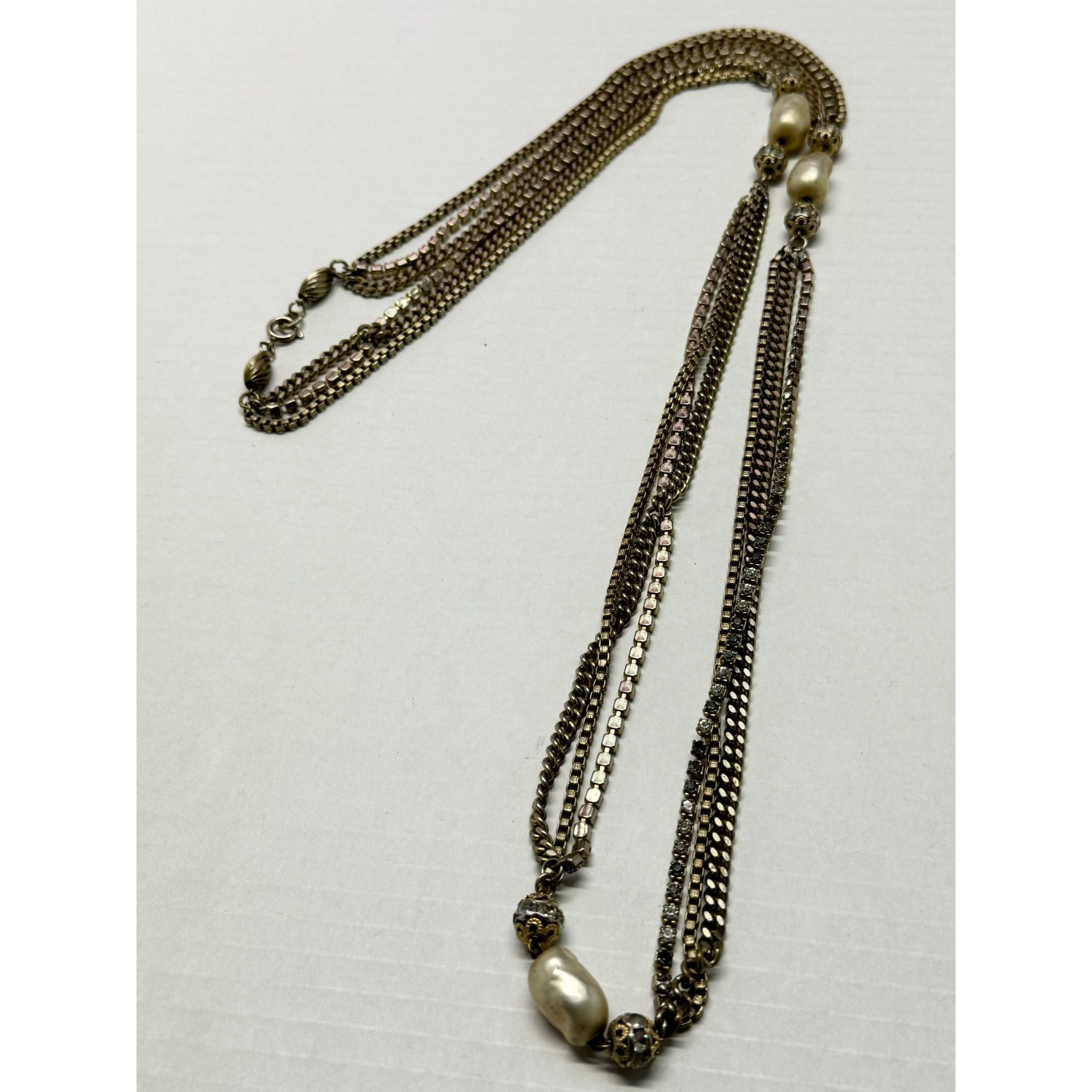 Vintage Vintage multi chain beaded pearl rhinestone necklace Size ONE SIZE - 3 Thumbnail