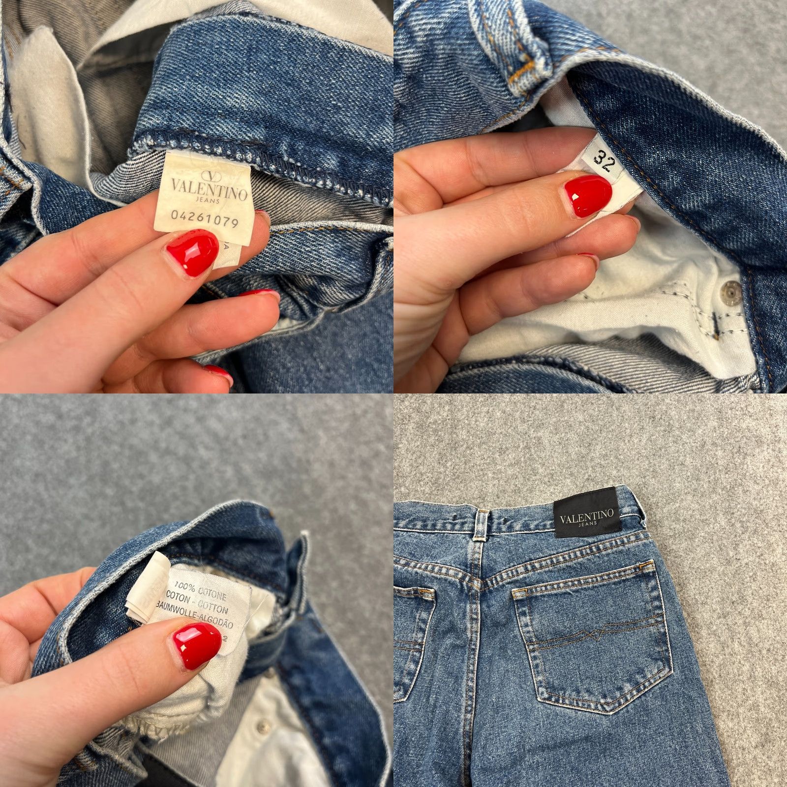 Valentino Valentino Jeans Regular Straight 29 34 Mid Wash Blue Mens Vintage Italy Denim 5-Pocket Design Cotton Button Logo Size US 29 - 8 Thumbnail