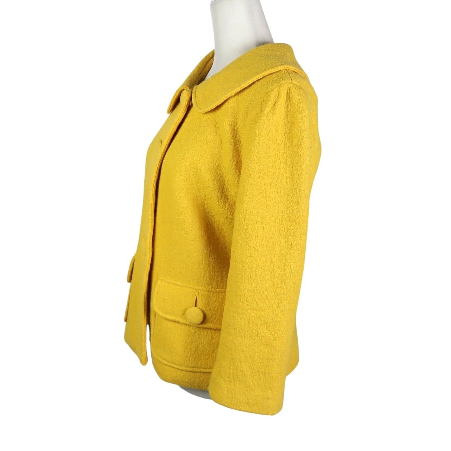 BB Dakota BB Dakota Jacket Womens Short Button Front Wool Blend Yellow 10 3/4 Sleeve Vintage Hipster Fall Spring Workwear Casual Size L / US 10 / IT 46 - 3 Thumbnail
