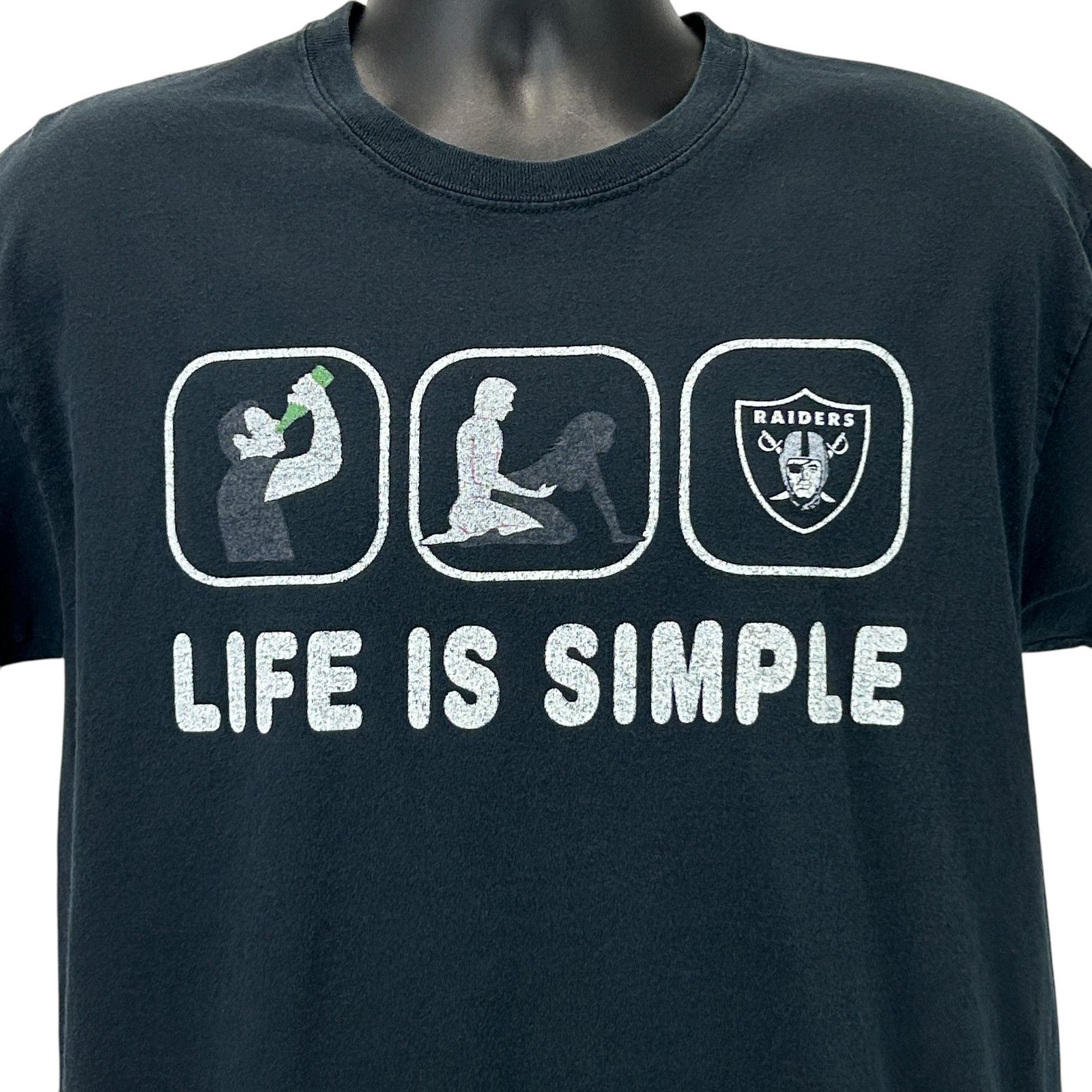 Beer Sex Las Vegas Raiders T Shirt Life Is Simple Black L