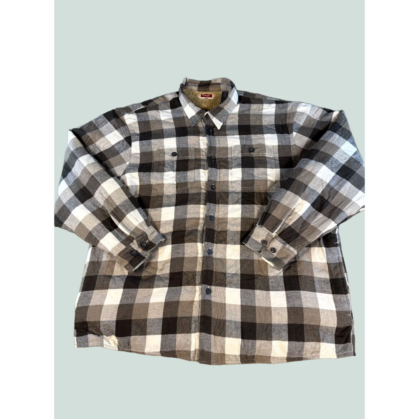 Wrangler VINTAGE Wrangler Jacket Men 2XL Brown Flannel Work SHACKET Sherpa Lined Dark Wash Shacket Size US XXL / EU 58 / 5 - 1 Thumbnail
