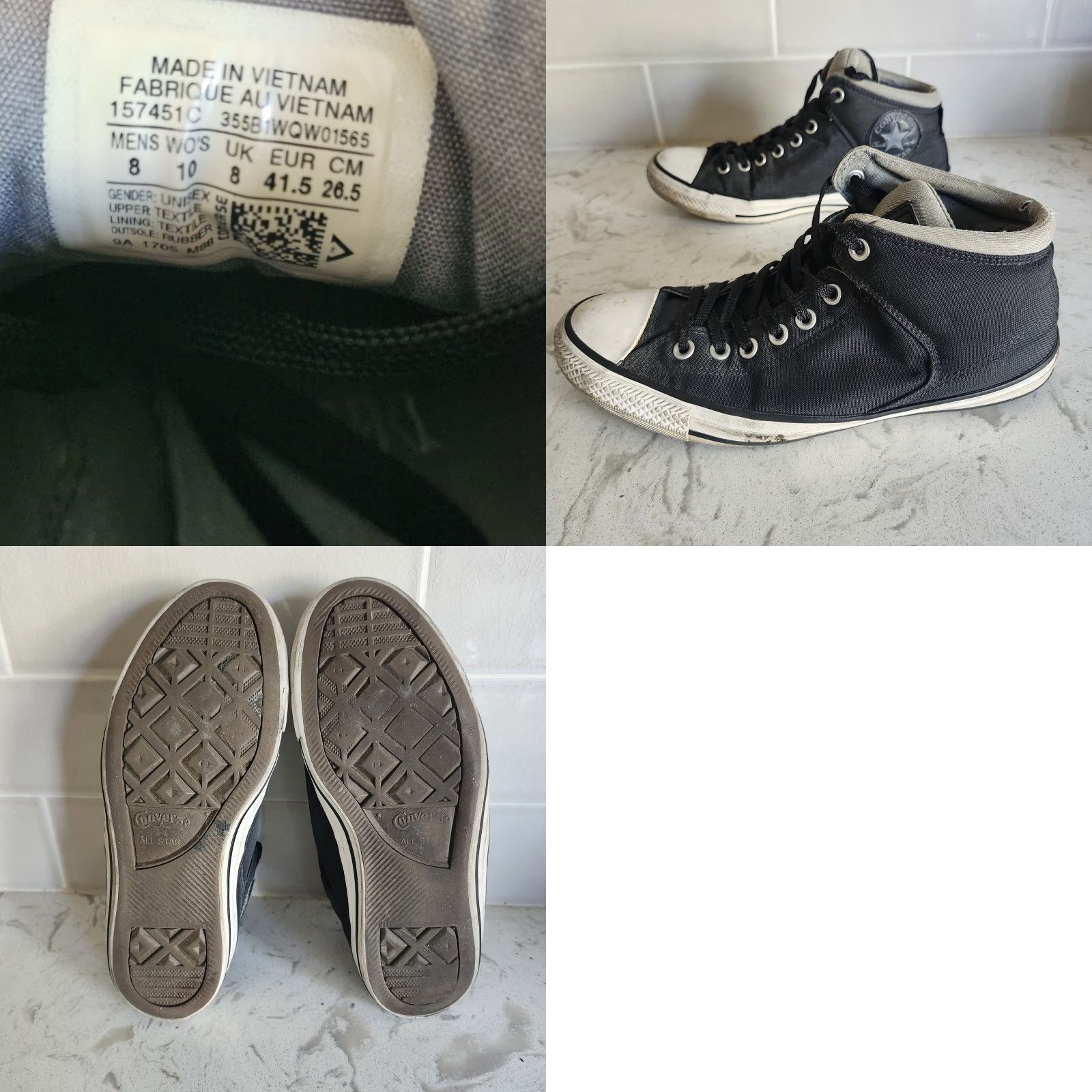 Converse Converse All Star High Top Cordura Black 157451C 8M Men Sneaker Lace Up Casual Workwear Activewear Size US M / EU 48-50 / 2 - 10 Thumbnail