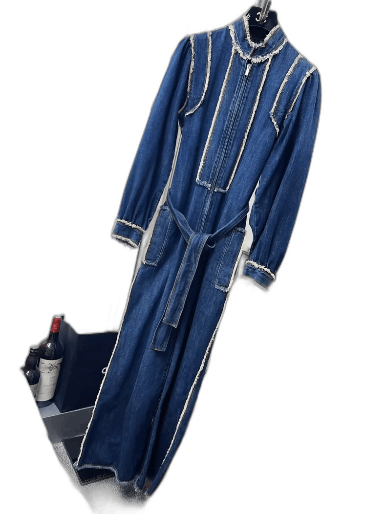 Dior Dior Vintage Fringed Denim Jumpsuit Size 34" / US 12 / IT 48 - 1 Thumbnail