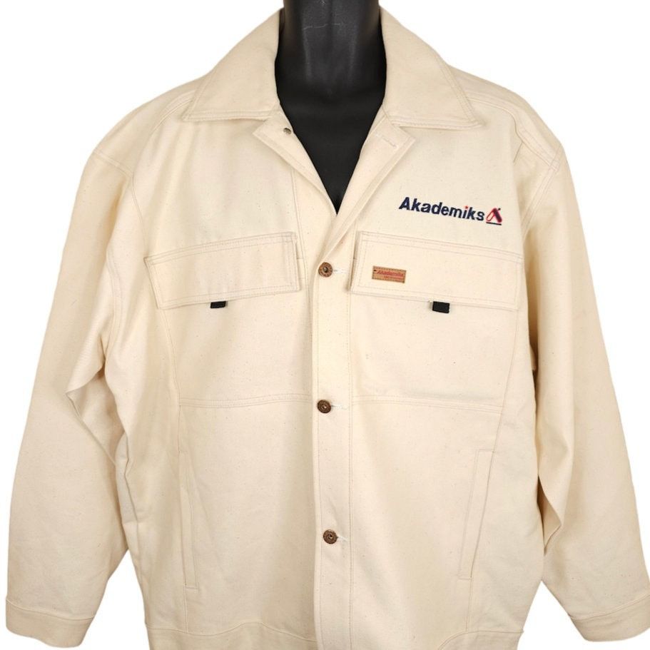 Vintage Akademiks Denim Jacket Mens Size XL Cream Y2K