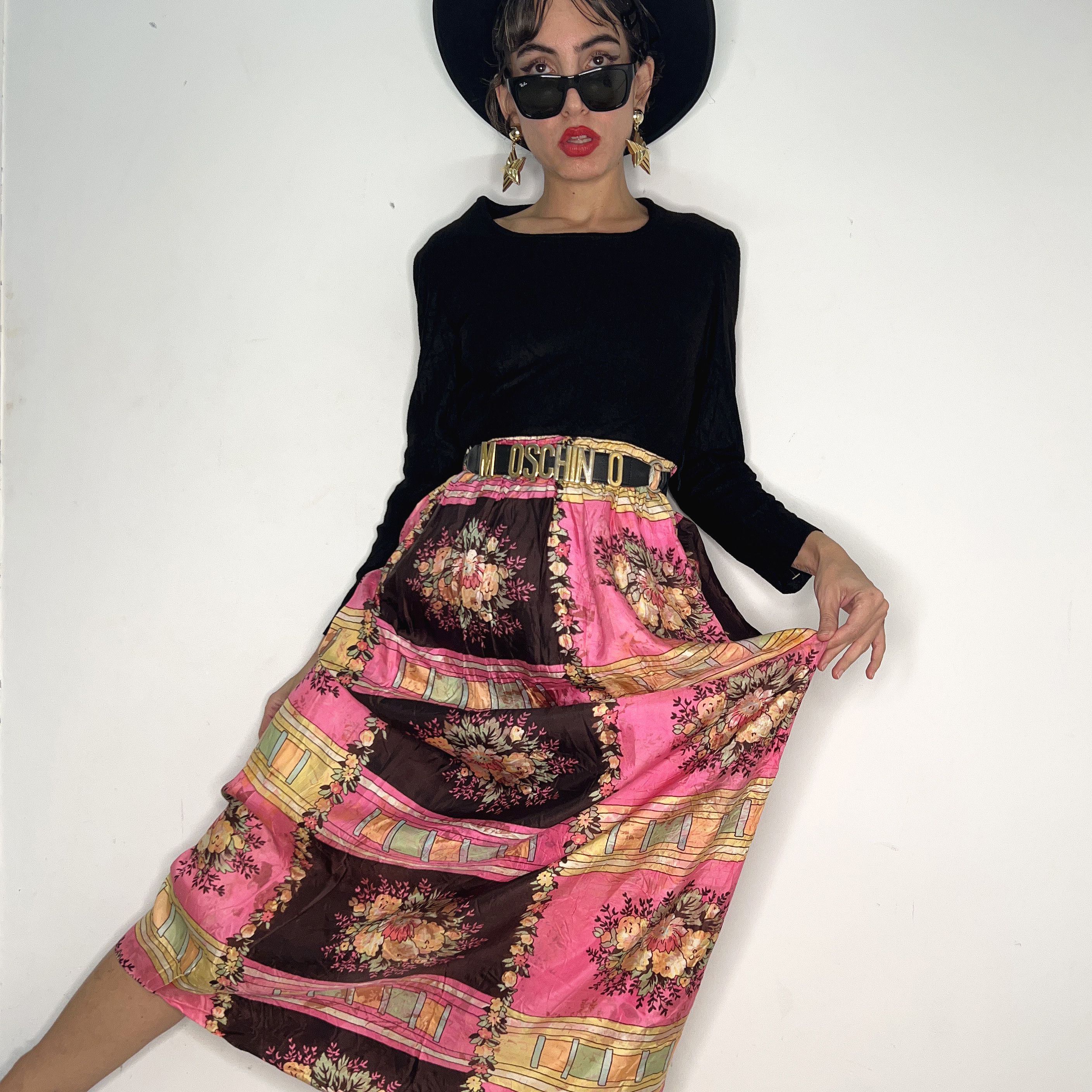 Designer × Vintage Vintage 70s black knit floral maxi dress Size XL / US 12-14 / IT 48-50 - 6 Thumbnail