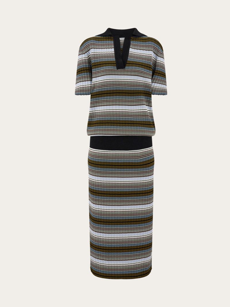 Salvatore Ferragamo o1s1rm0426 Knitted Striped Dress in Multicolor Size M / US 6-8 / IT 42-44 - 1 Thumbnail