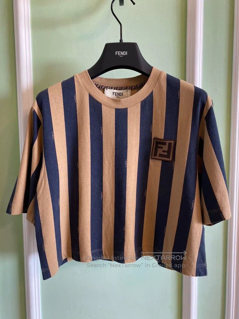 Fendi Fendi Color Blocked Striped Letter Logo Short Sleeve Size M / US 6-8 / IT 42-44 - 1 Thumbnail