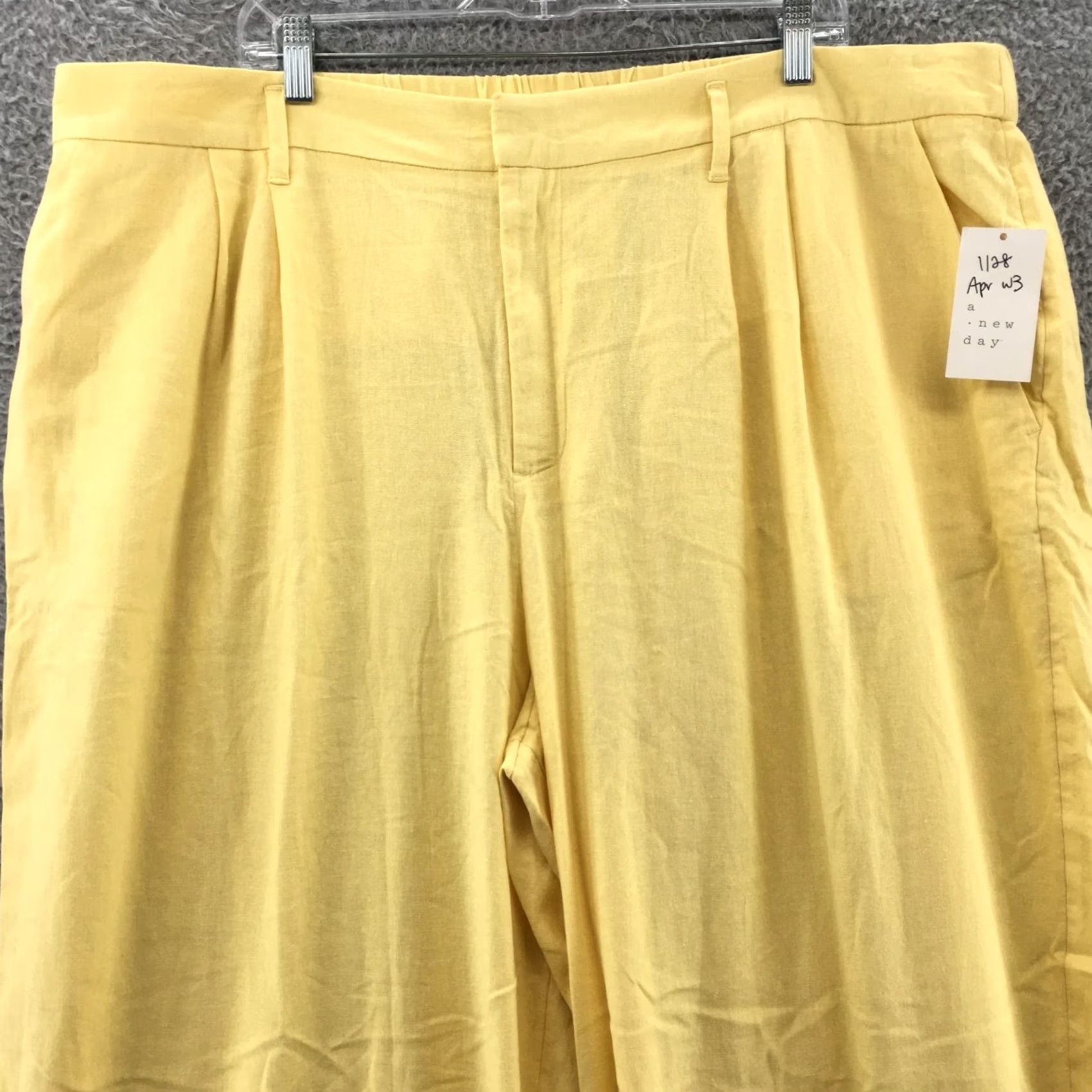 Vintage A New Day Colette Pants Womens 22 Yellow Linen Blend Wide-Leg High Rise NEW Pants Shirt Size 40" / US 18 - 2 Thumbnail