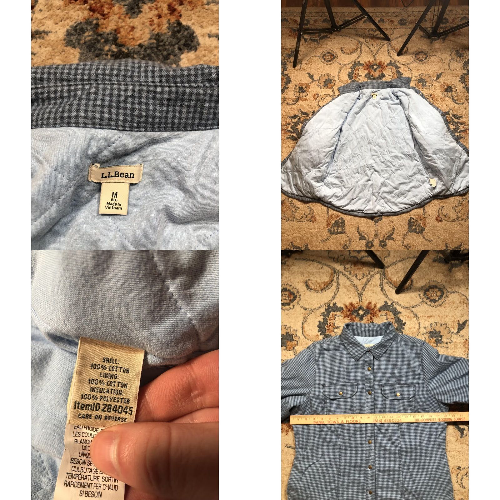 Vintage LL Bean Shirt Jacket Womens Medium Gray Blue Plaid Quilted Insulated Snap Front Size M / US 6-8 / IT 42-44 - 8 Thumbnail