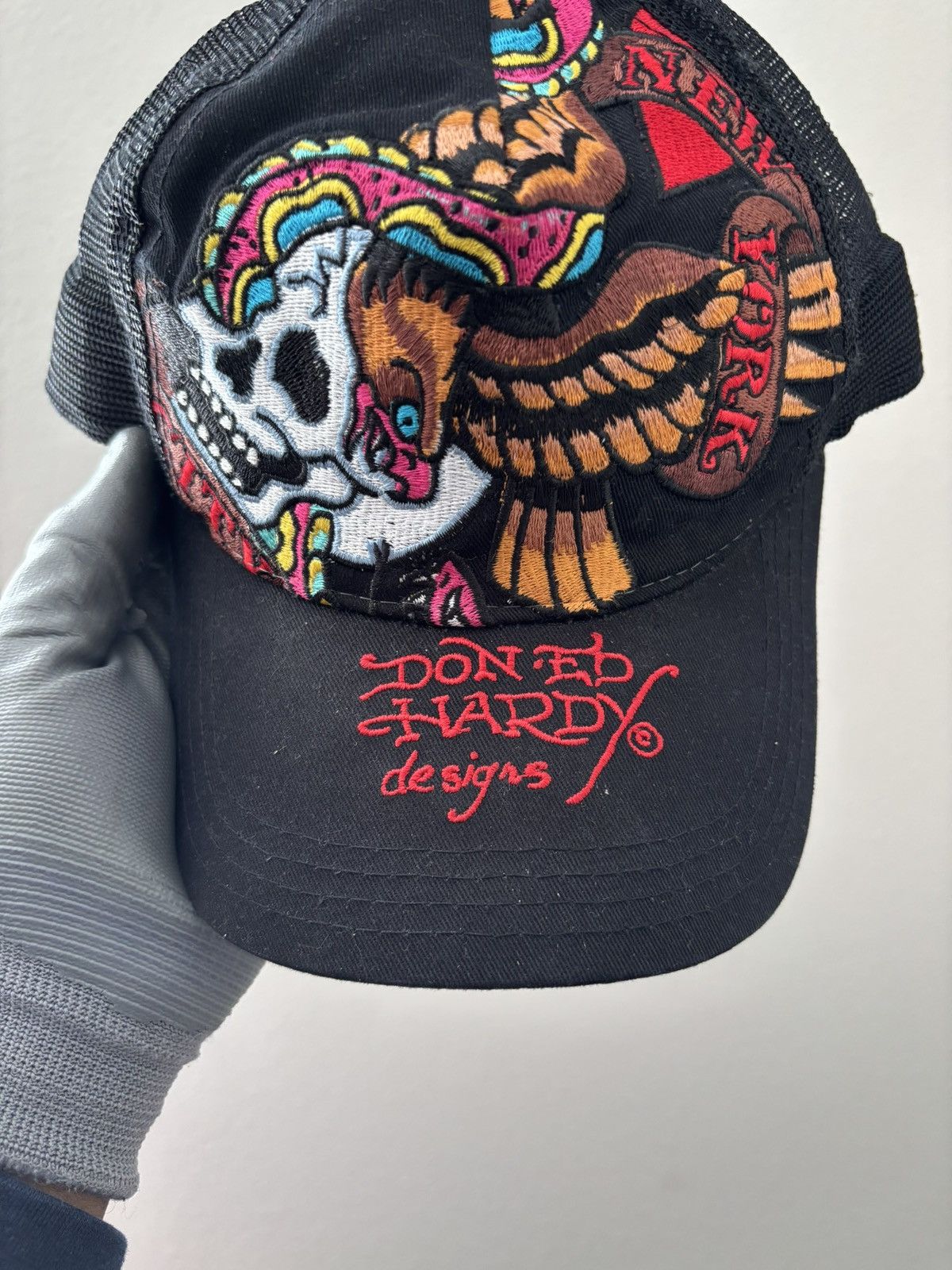 Ed Hardy Ed Hardy x Christian Audigier Embroidery Skull Trucker Cap Size ONE SIZE - 2 Thumbnail