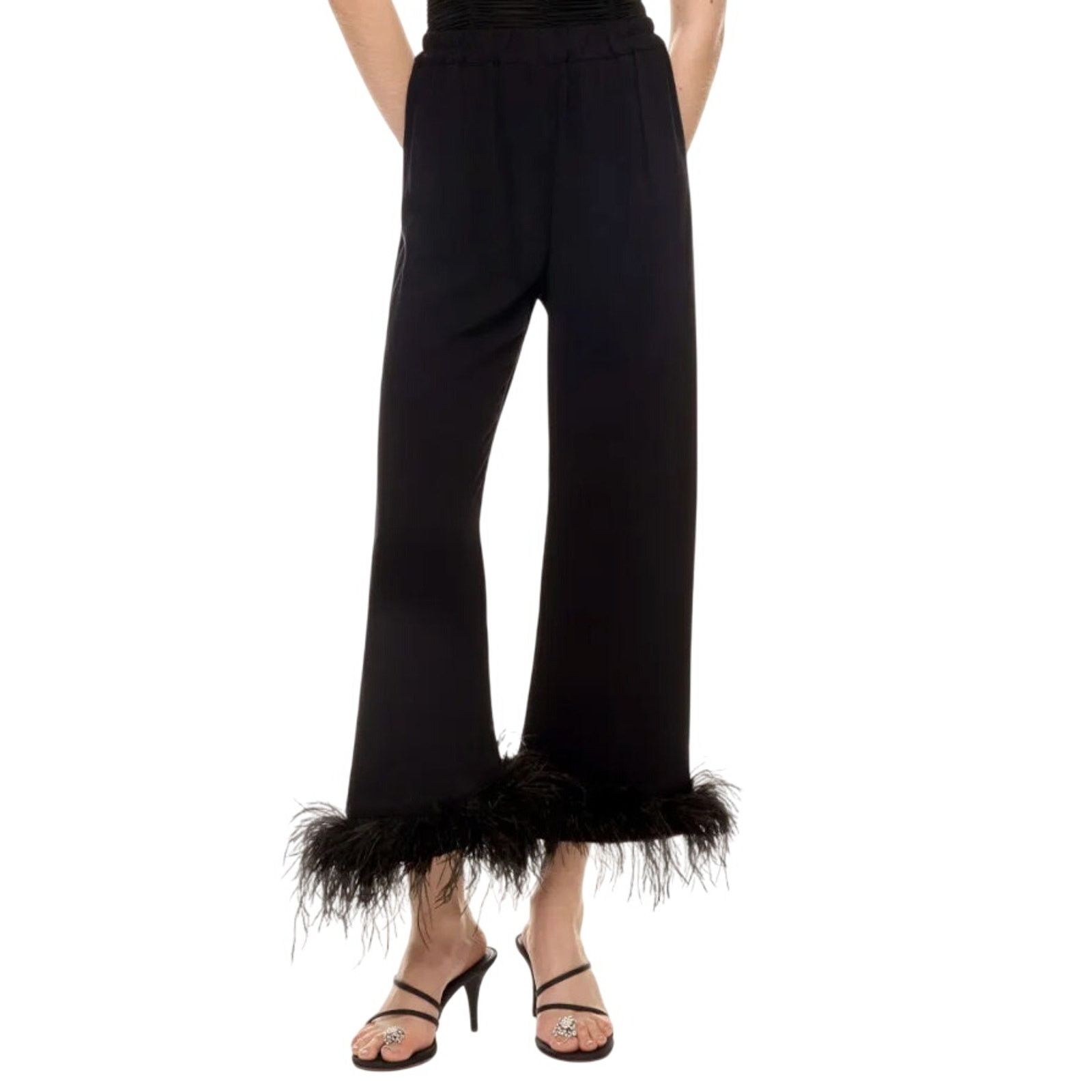 Sleeper Sleeper Party Pajama Pant With Feathers in Black, Size XS Size 25" / US 0 / IT 36 - 2 Thumbnail